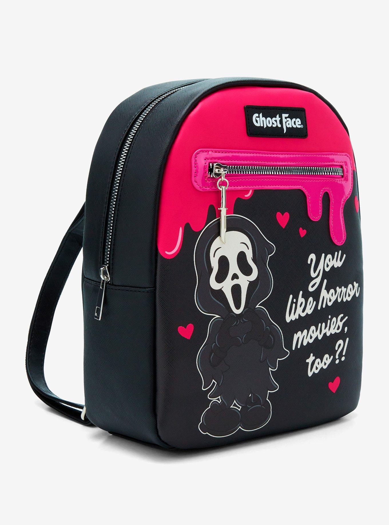 Ghost Face Pink Blood Quote Chibi Mini Backpack, , hi-res