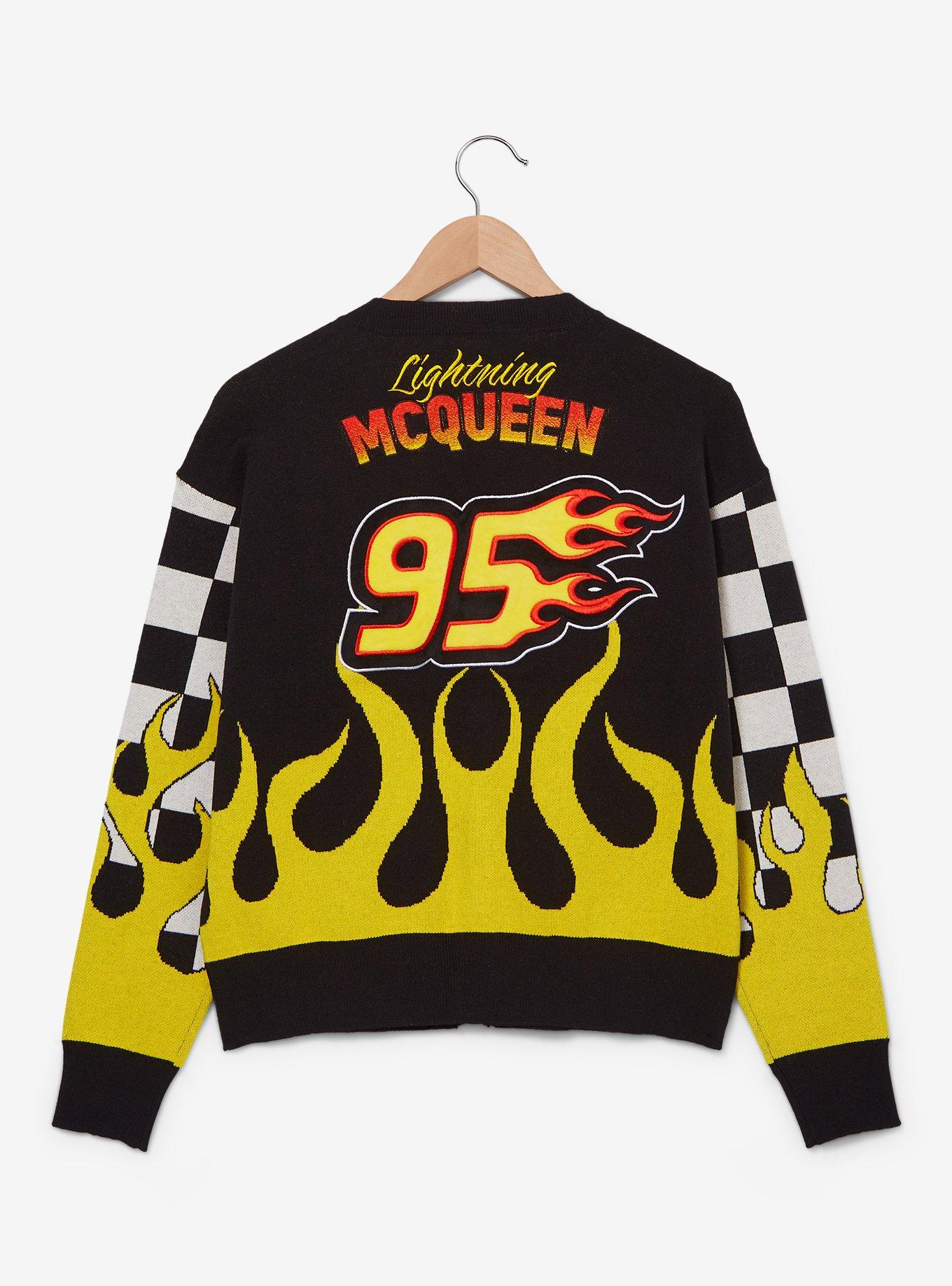 Disney Pixar Cars Lightning McQueen Flaming Checkered Women's Cardigan — BoxLunch Exclusive, , hi-res