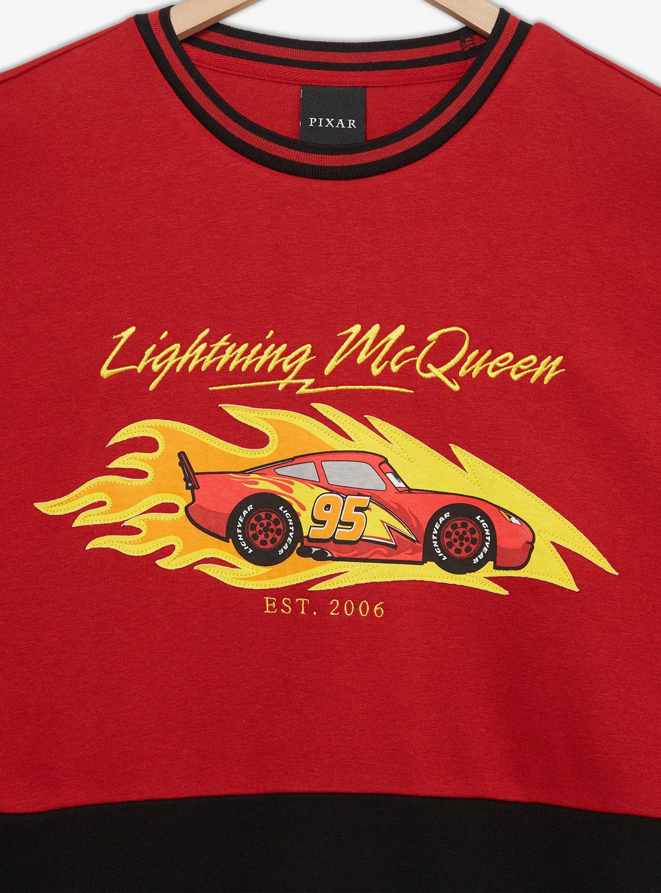 Disney Pixar Cars Lightning McQueen Panel Crewneck &mdash; BoxLunch Exclusive, PINK, alternate