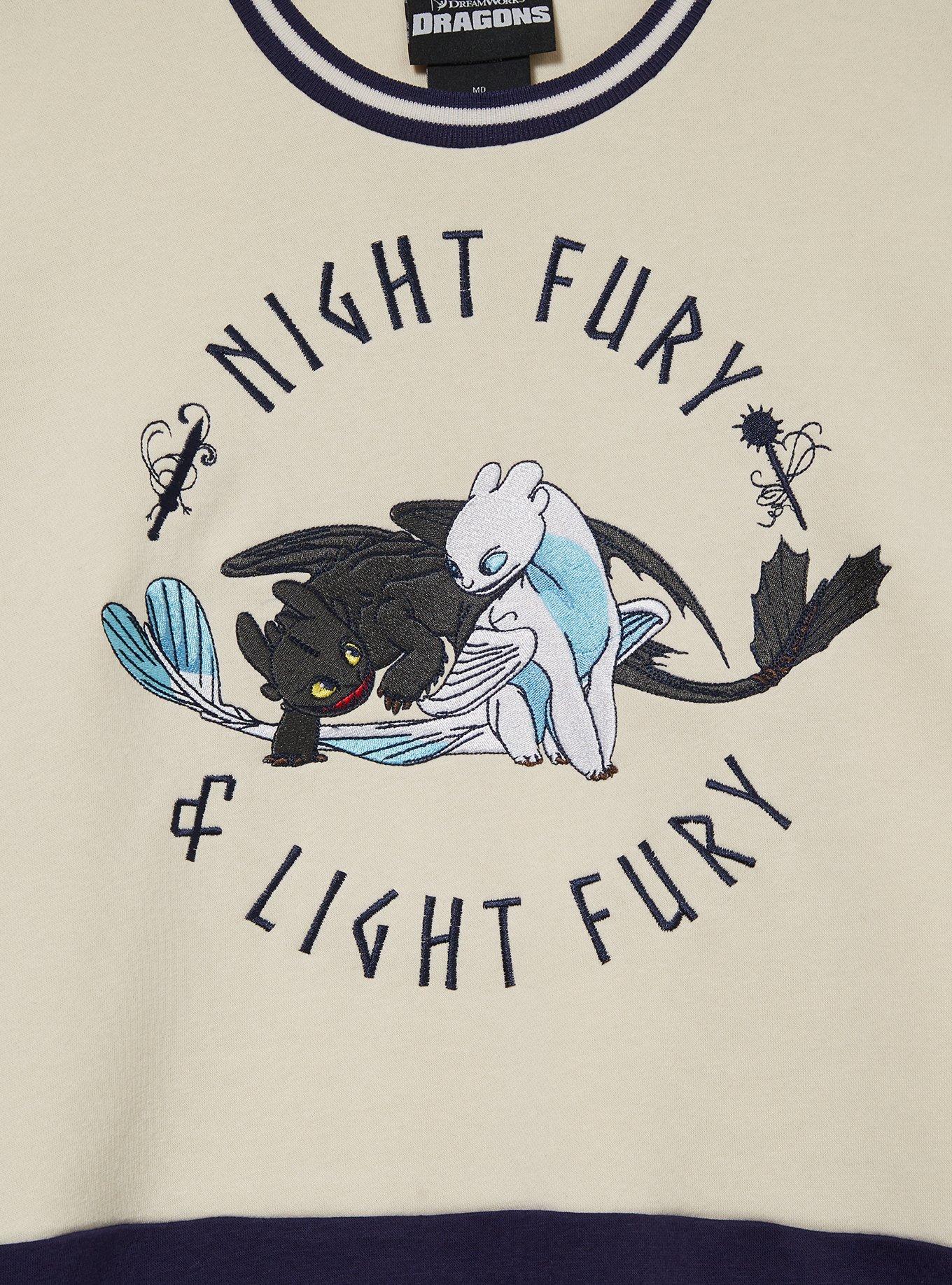 DreamWorks How To Train Your Dragon Toothless & Light Fury Panel Crewneck - BoxLunch Exclusive, BLACK, alternate