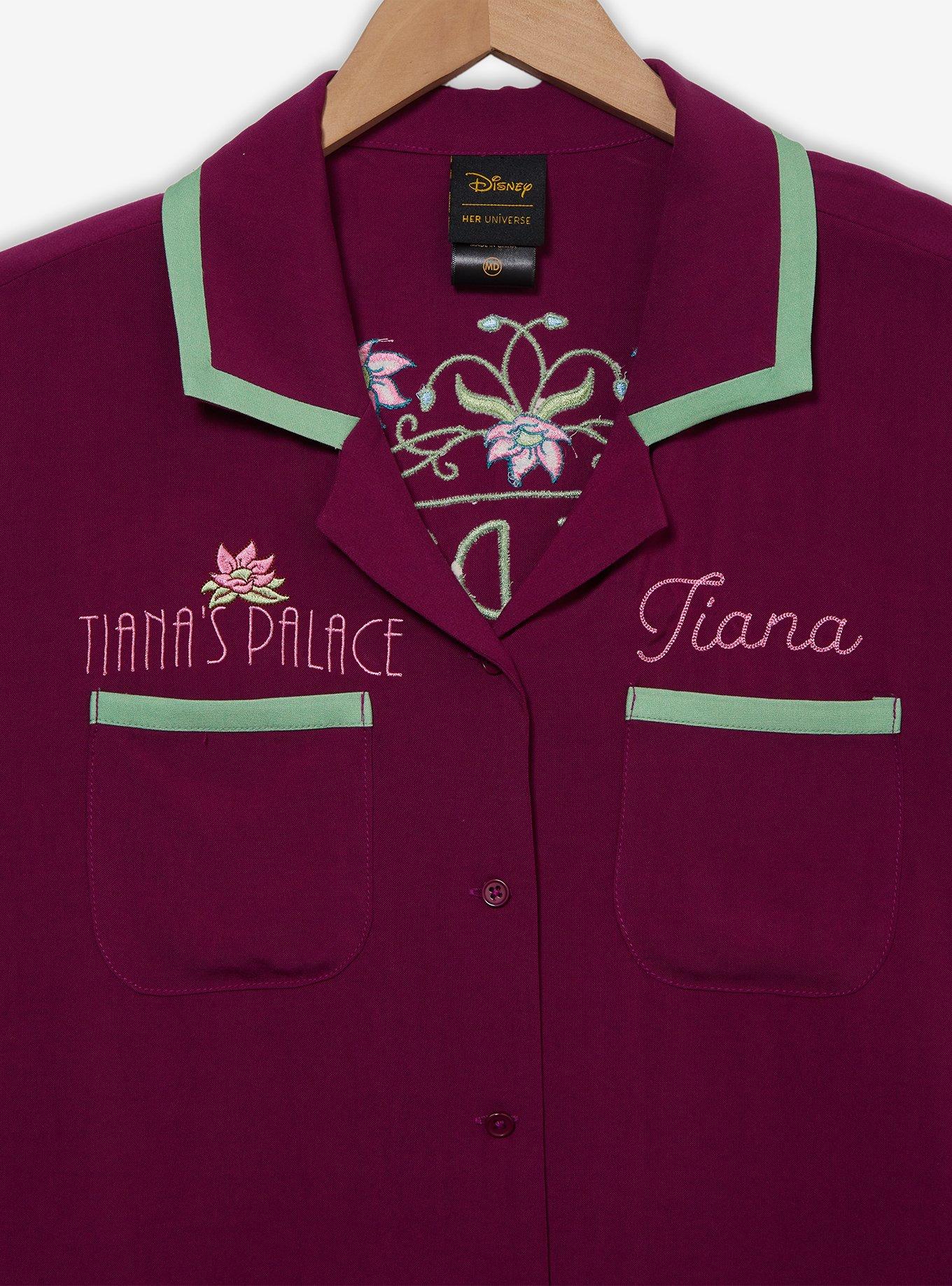 Disney The Princess and the Frog Tiana's Palace Women's Cropped Woven Button-Up &mdash; BoxLunch Exclusive, GRAPE, alternate