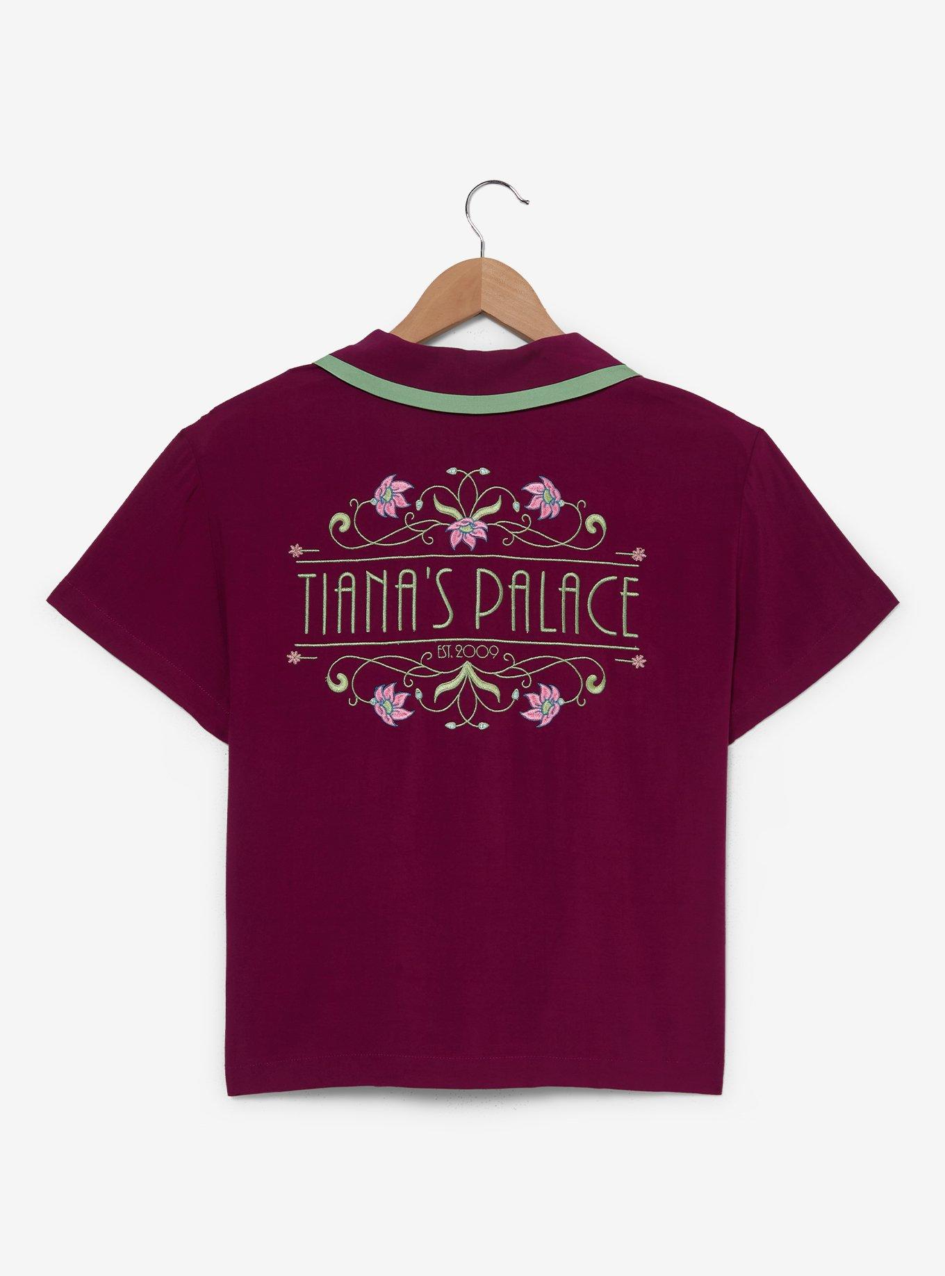 Disney The Princess and the Frog Tiana's Palace Women's Cropped Woven Button-Up &mdash; BoxLunch Exclusive, GRAPE, alternate