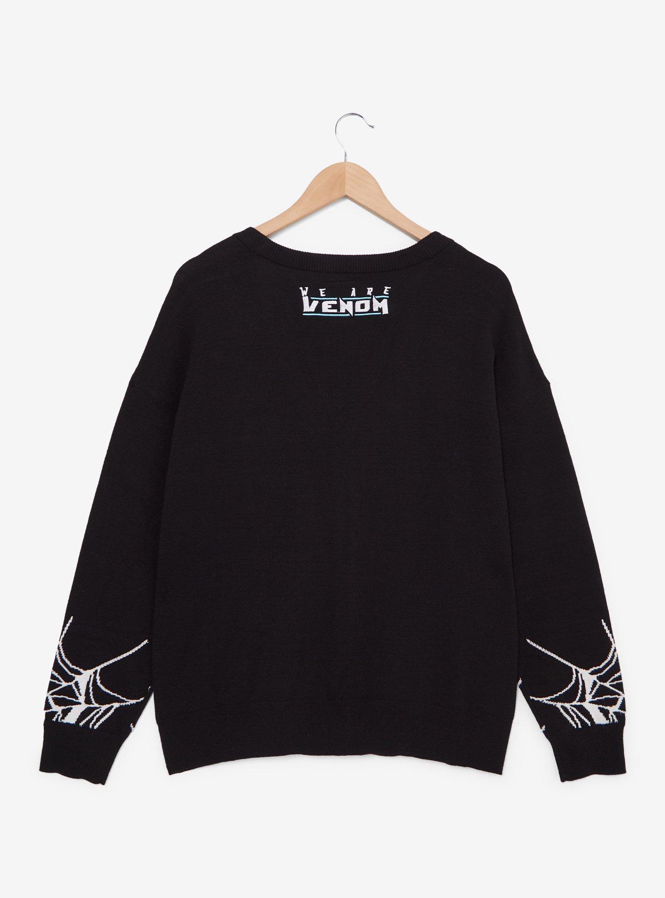 Marvel Venom Webs Embroidered Women's Plus Size Cardigan &mdash; BoxLunch Exclusive, BLACK, alternate