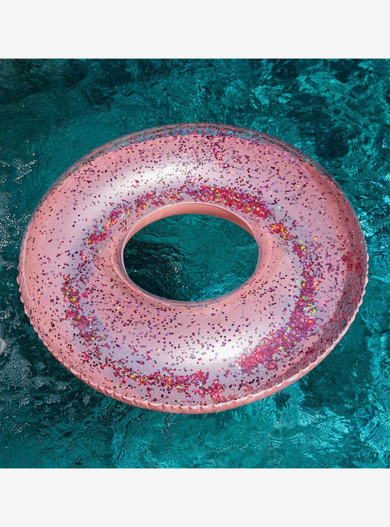 Glitter 48" Jumbo Beach and Pool Tube with Rose Gold Glitter