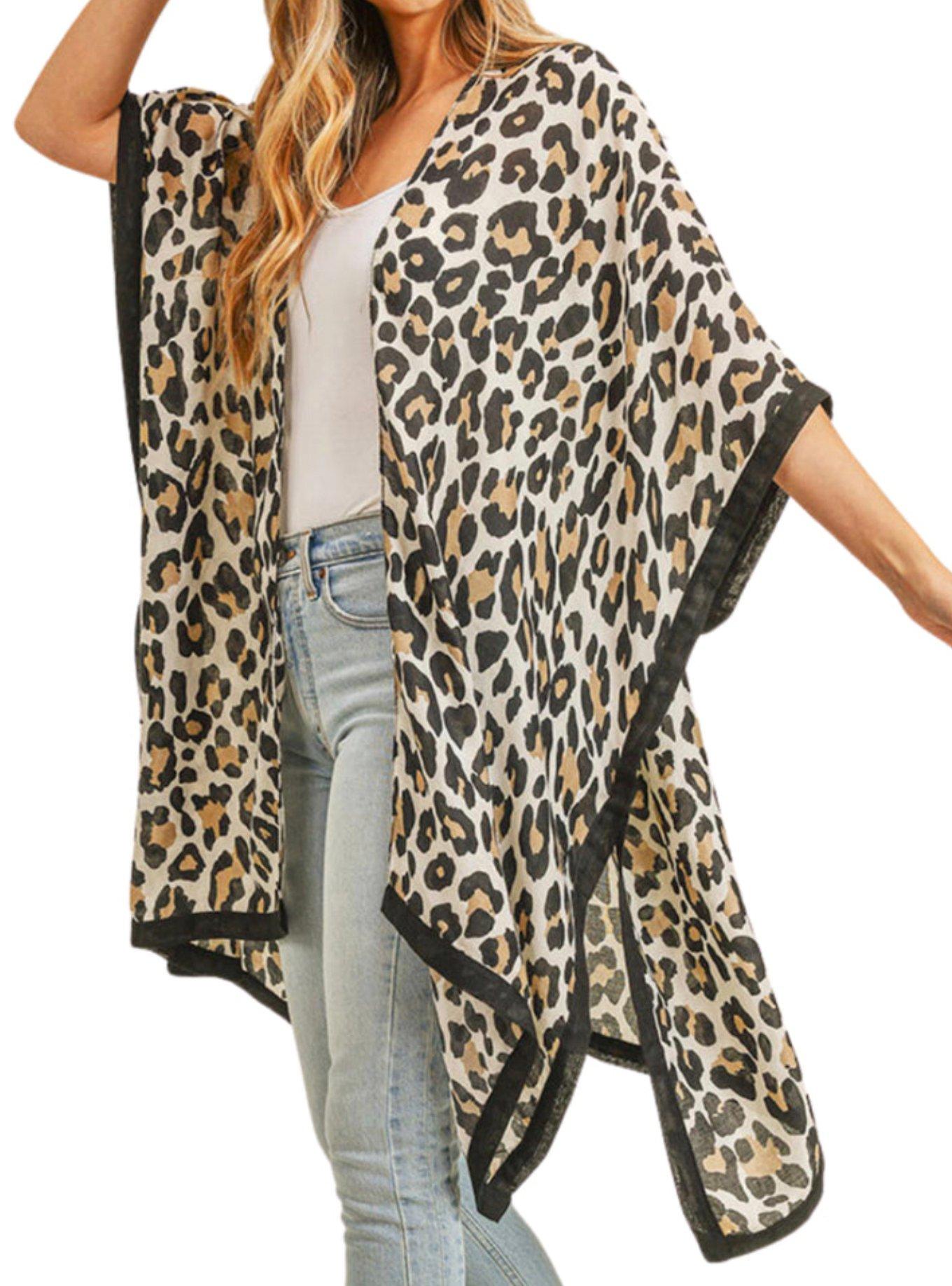 Leopard Animal Print Kimono, , hi-res