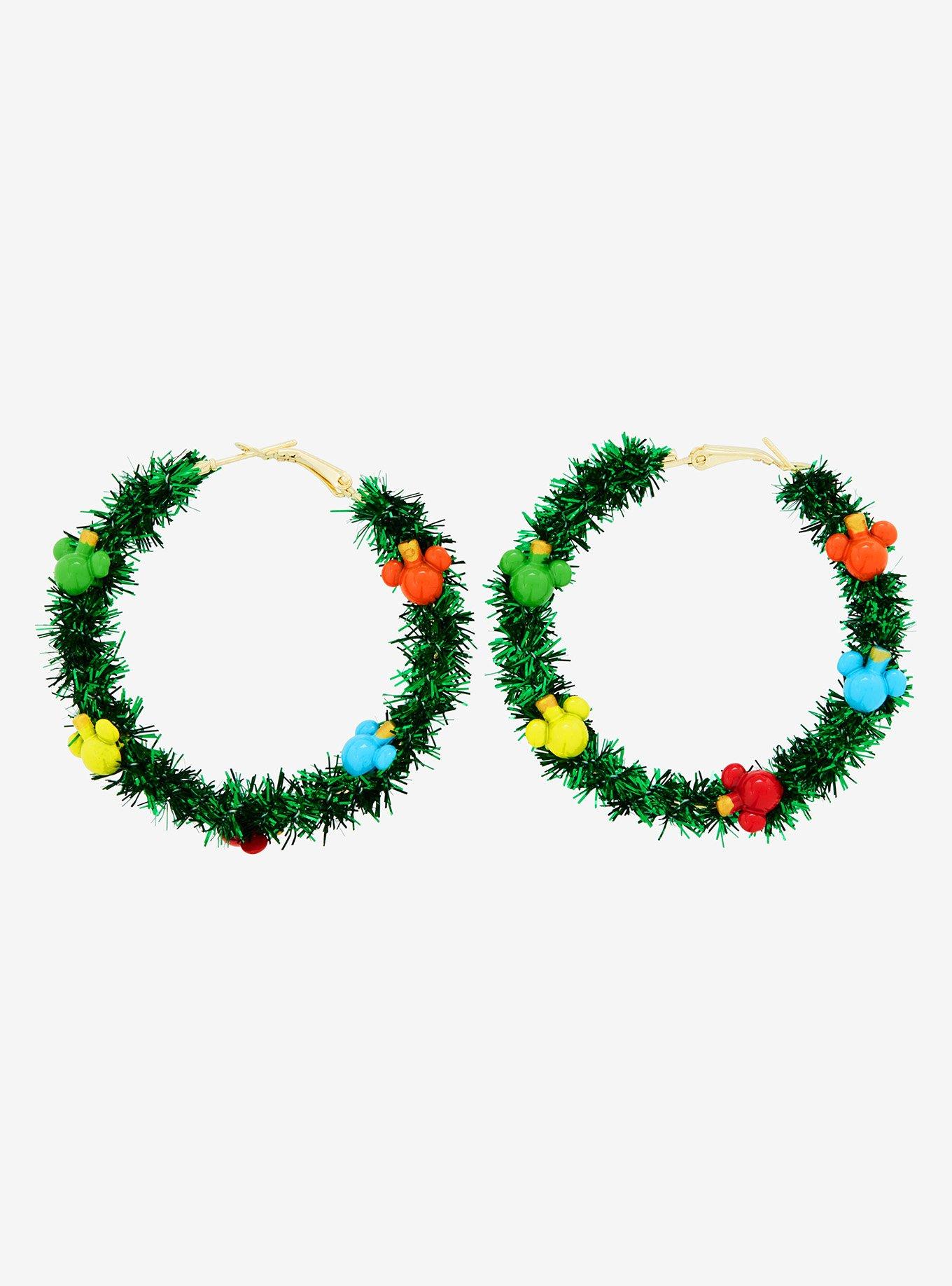 Disney Mickey Mouse Holiday Garland Hoop Earrings - BoxLunch Exclusive, , alternate