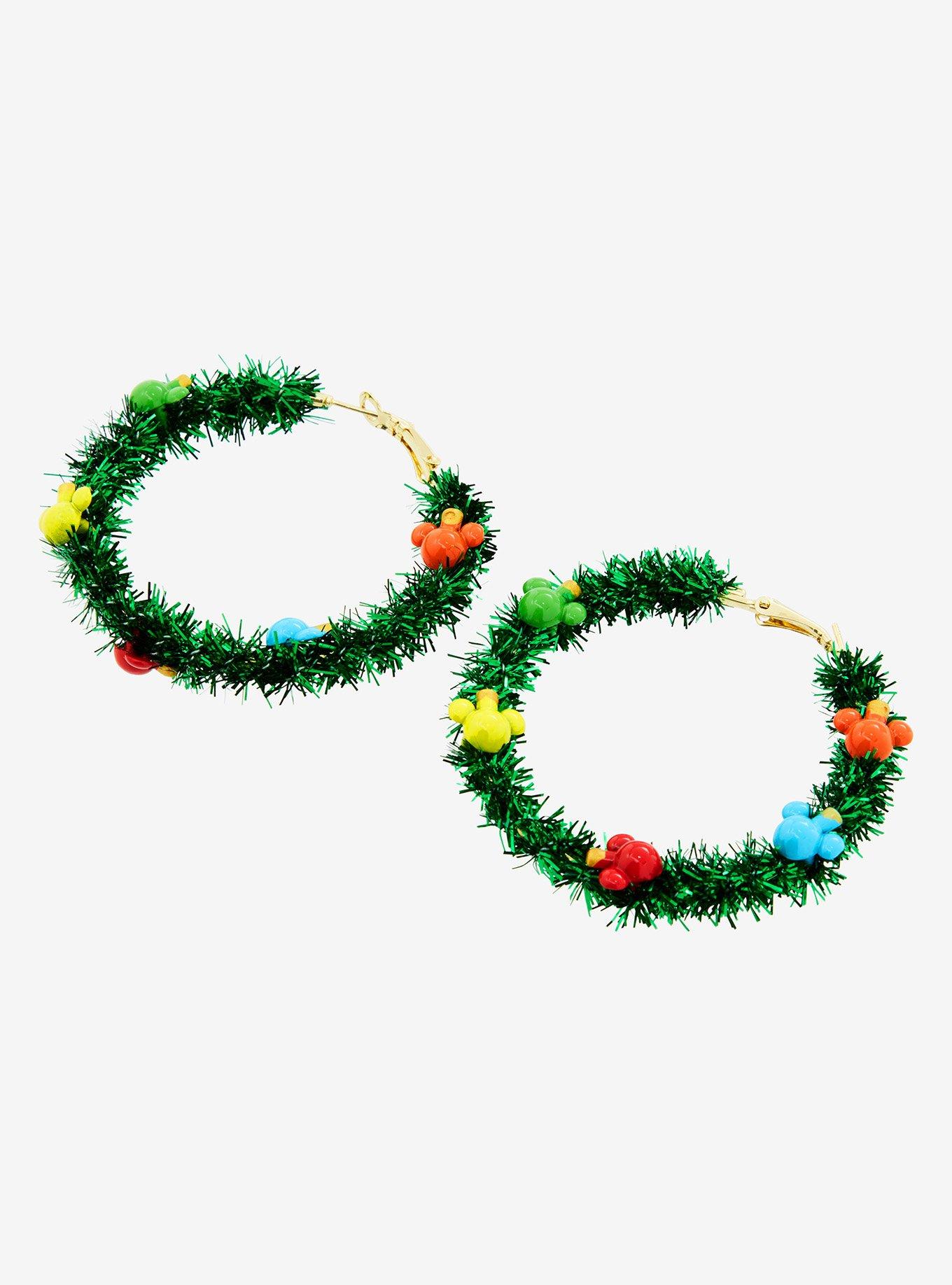 Disney Mickey Mouse Holiday Garland Hoop Earrings - BoxLunch Exclusive, , alternate