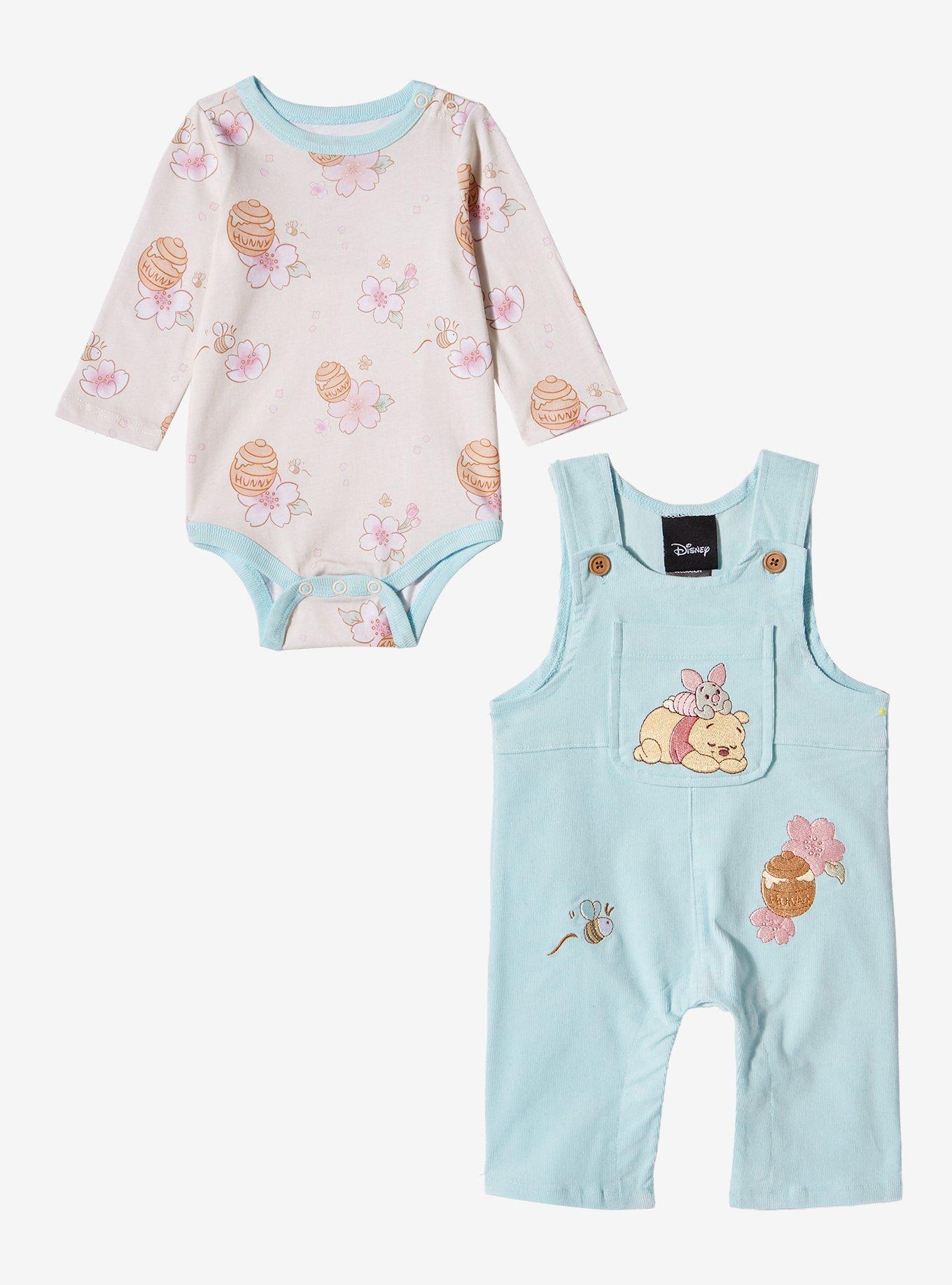 Disney Winnie the Pooh Cherry Blossom & Honey Infant One-Piece and Overall Set - BoxLunch Exclusive, LIGHT BLUE, alternate