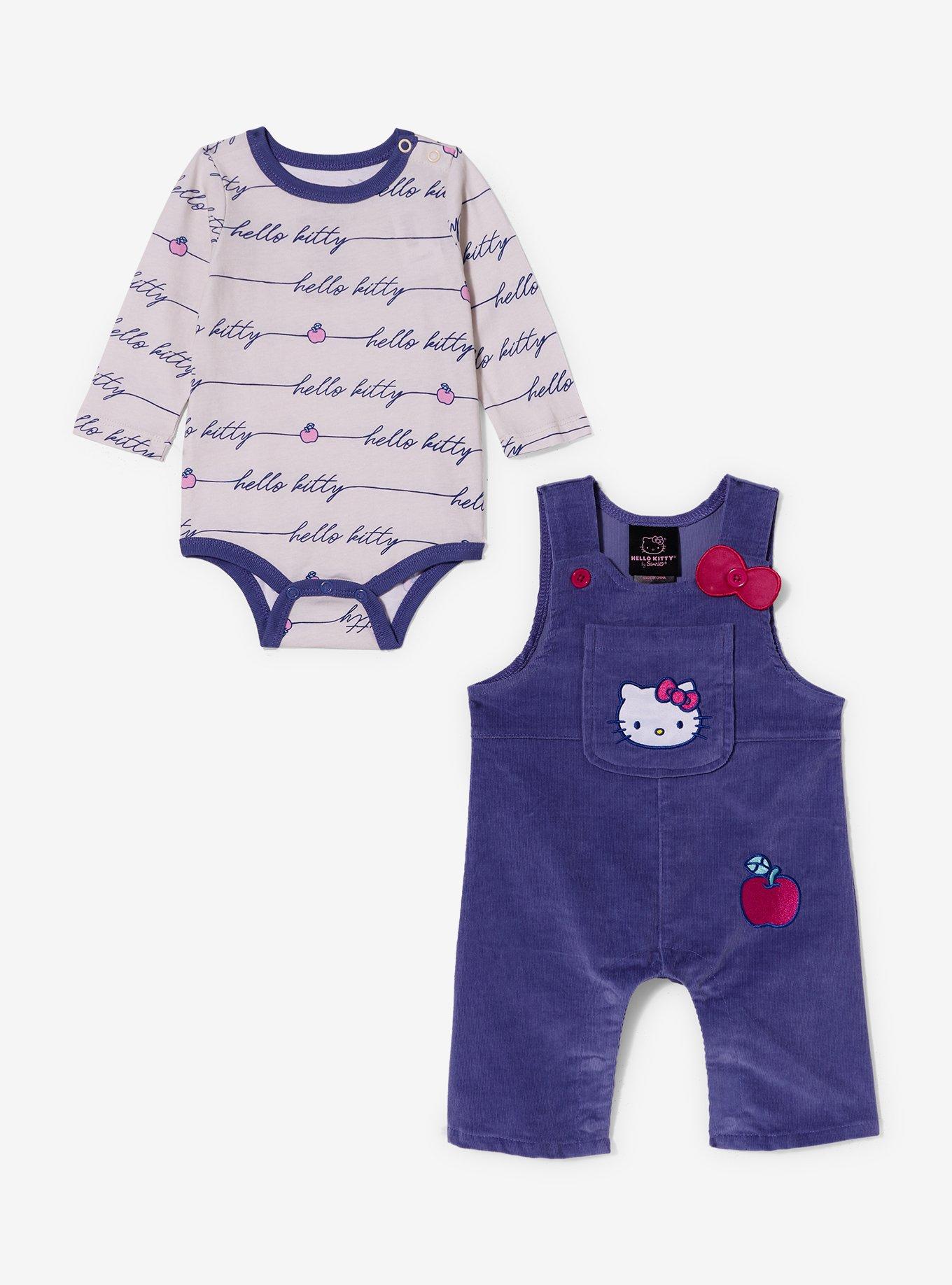 Sanrio Hello Kitty Apple Infant Shirt and Overall Set, PURPLE, alternate