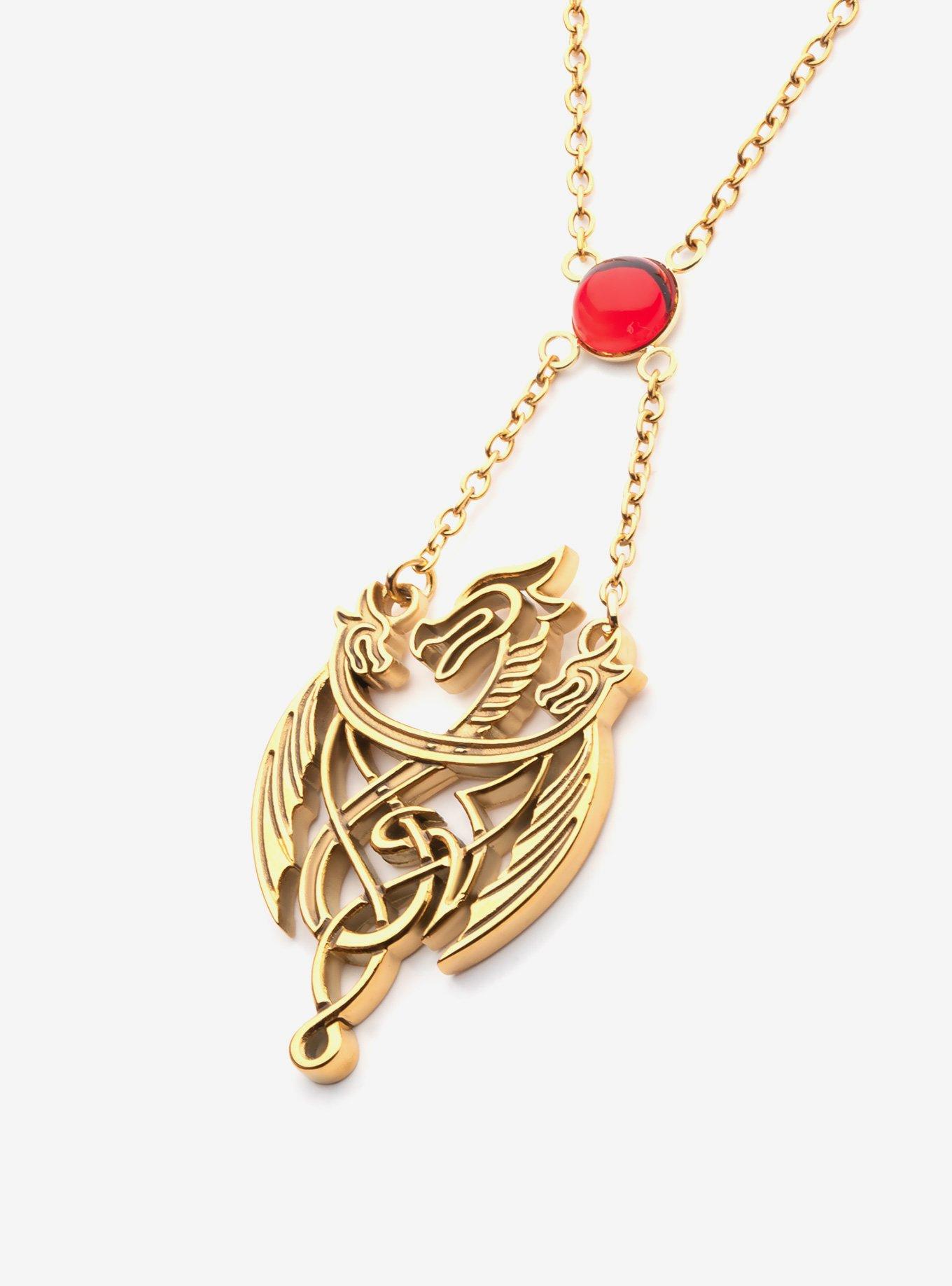 House Of The Dragon 3 Dragon Pendant With Gem Necklace, , hi-res