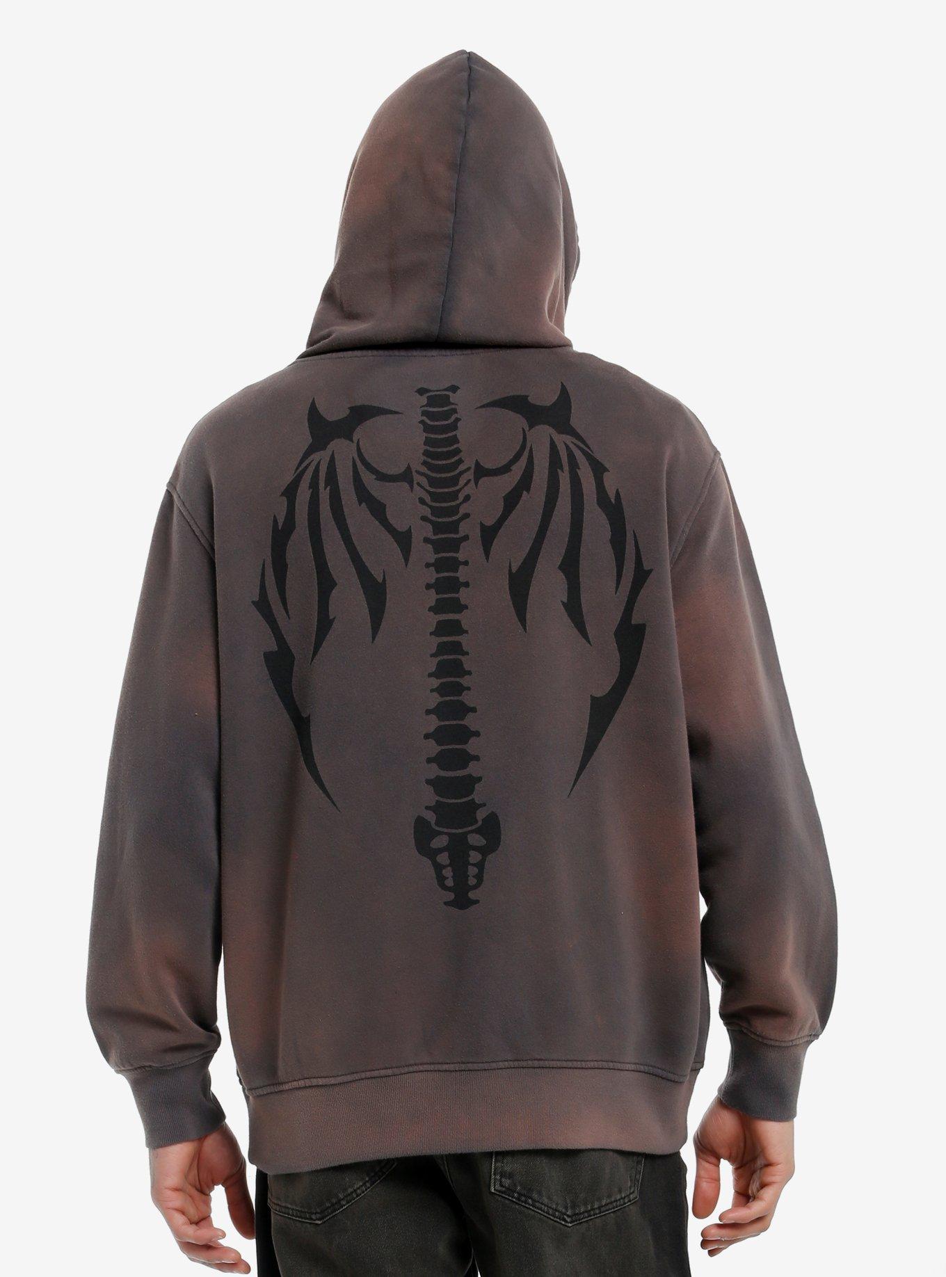 Eternal Spine Burn Wash Hoodie, BROWN, alternate