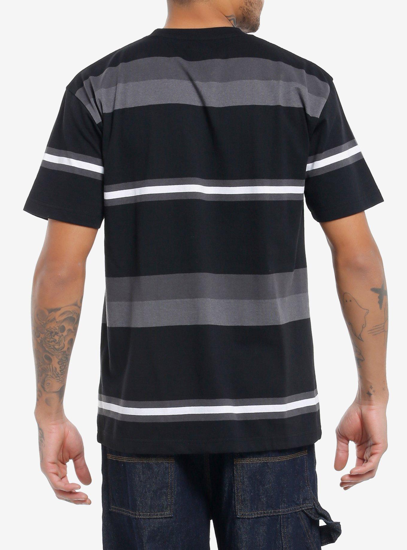 Black & Grey Stripe Oversized T-Shirt, GREY, alternate