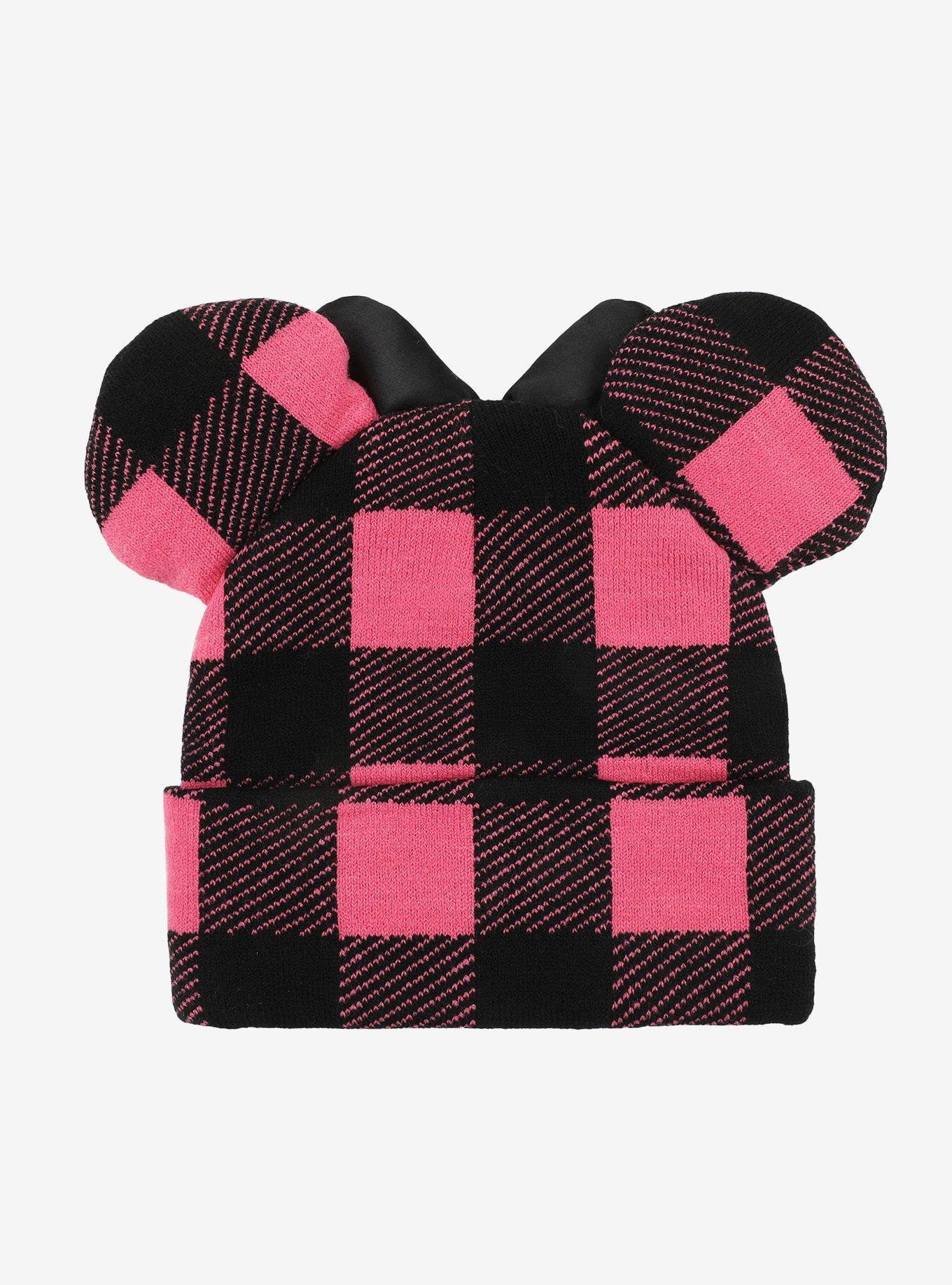 Disney Minnie Mouse Pink Plaid 3D Bow Beanie, , alternate