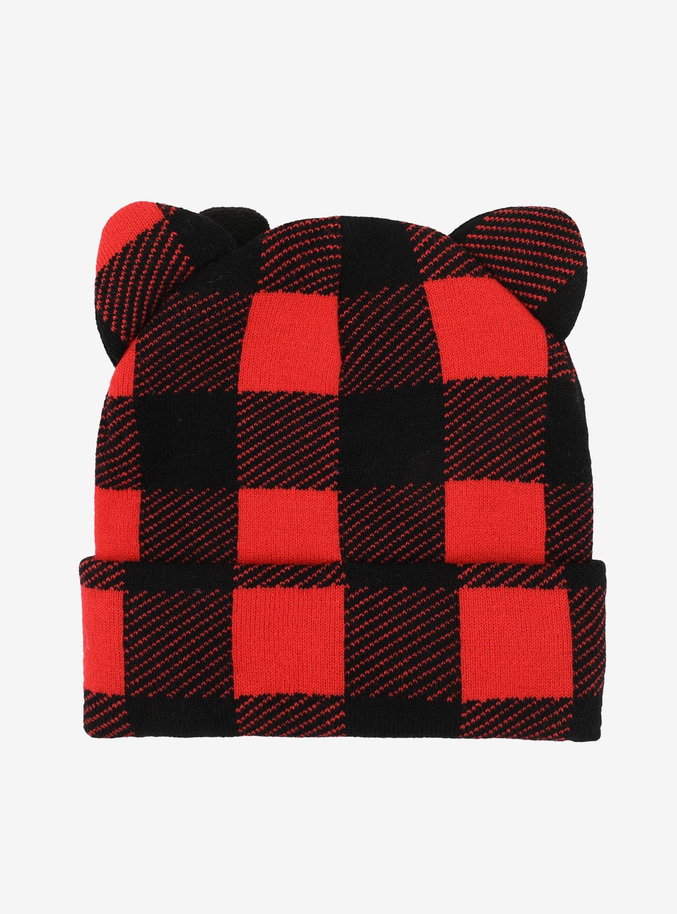 Hello Kitty Red Plaid 3D Bow Beanie, , alternate