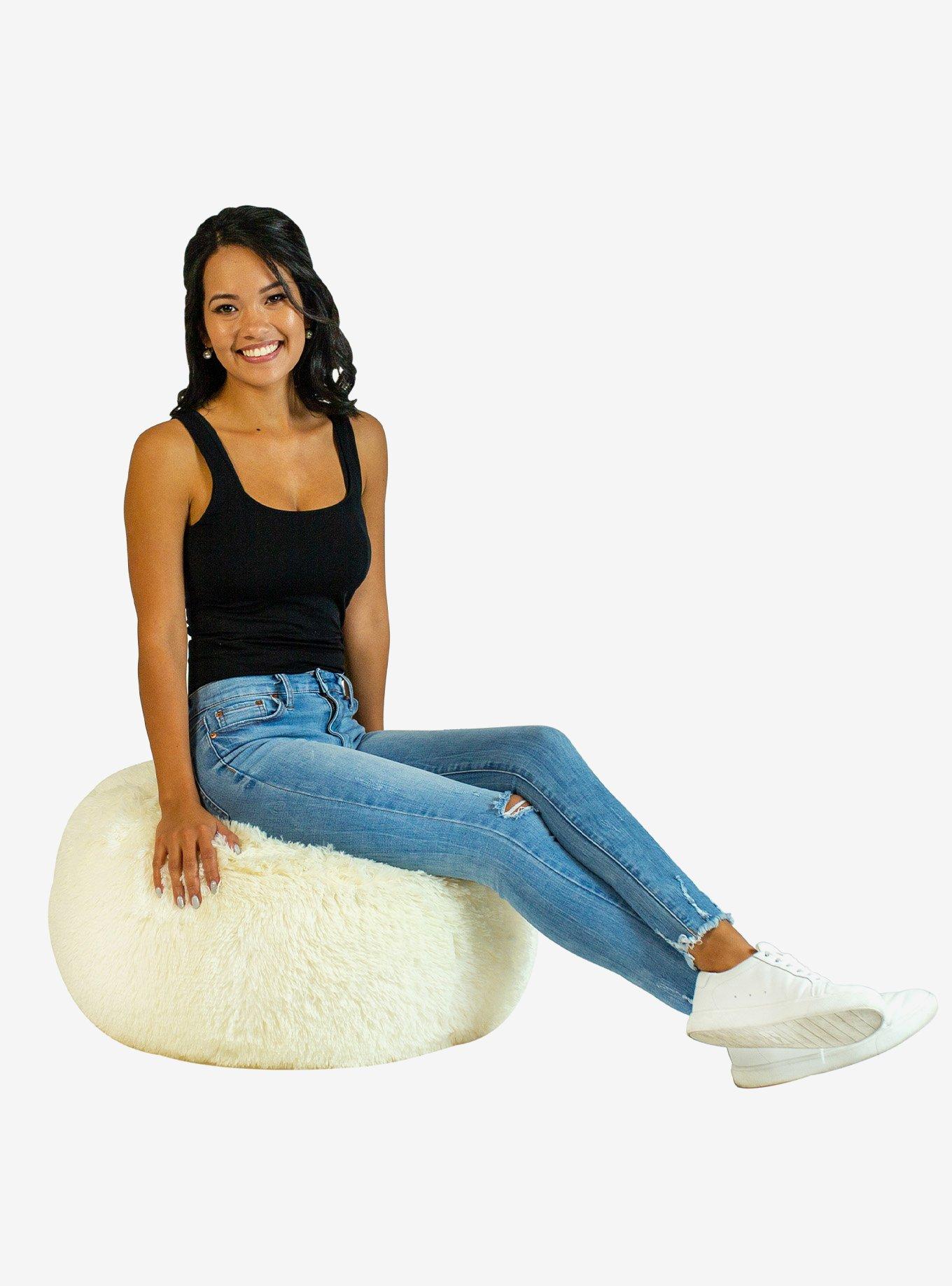 Mongolian Faux Fur Inflatable Ottoman, , alternate