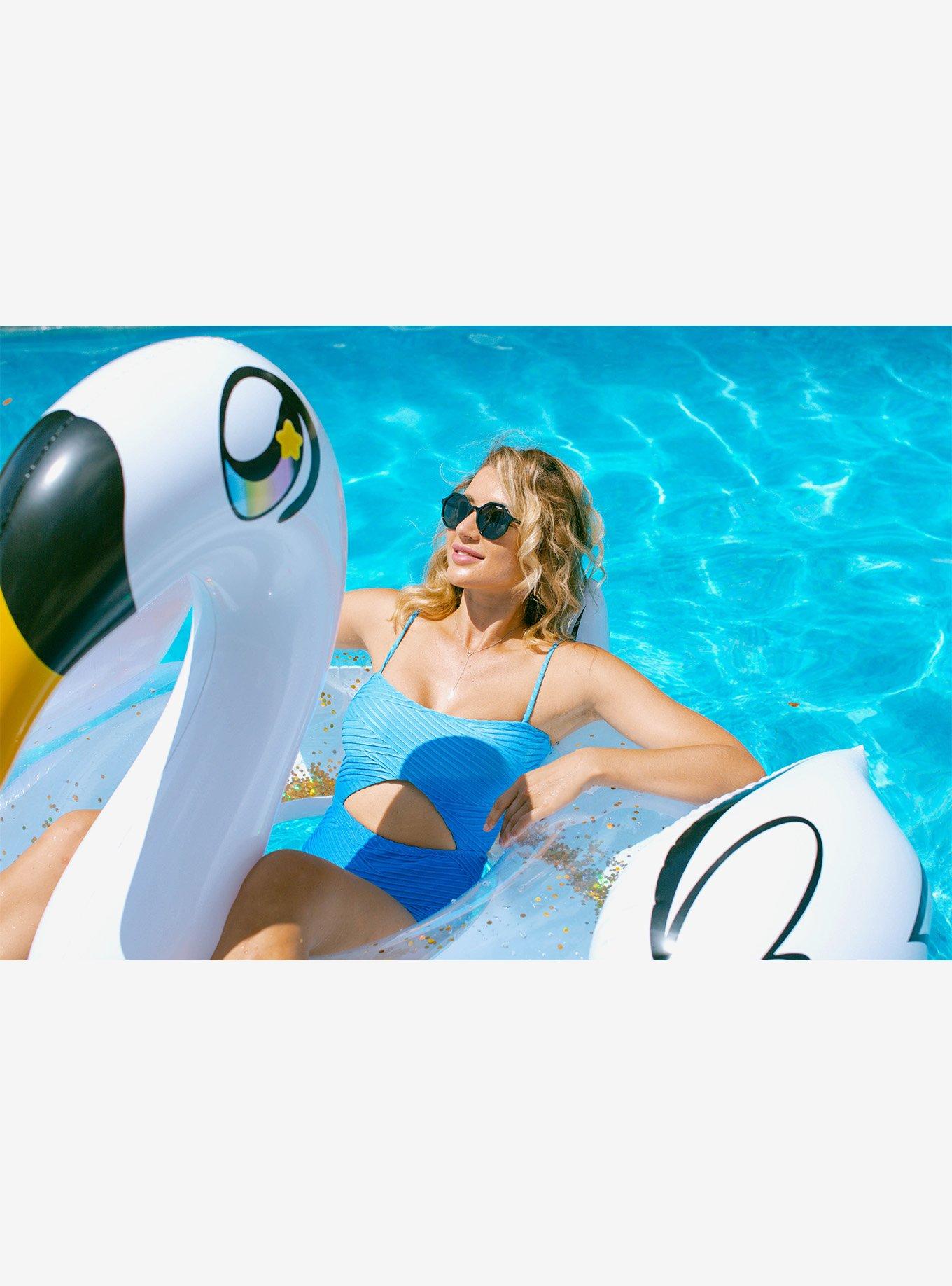 Gold Glitter Swan 48" Jumbo Beach and Pool Tube, , hi-res