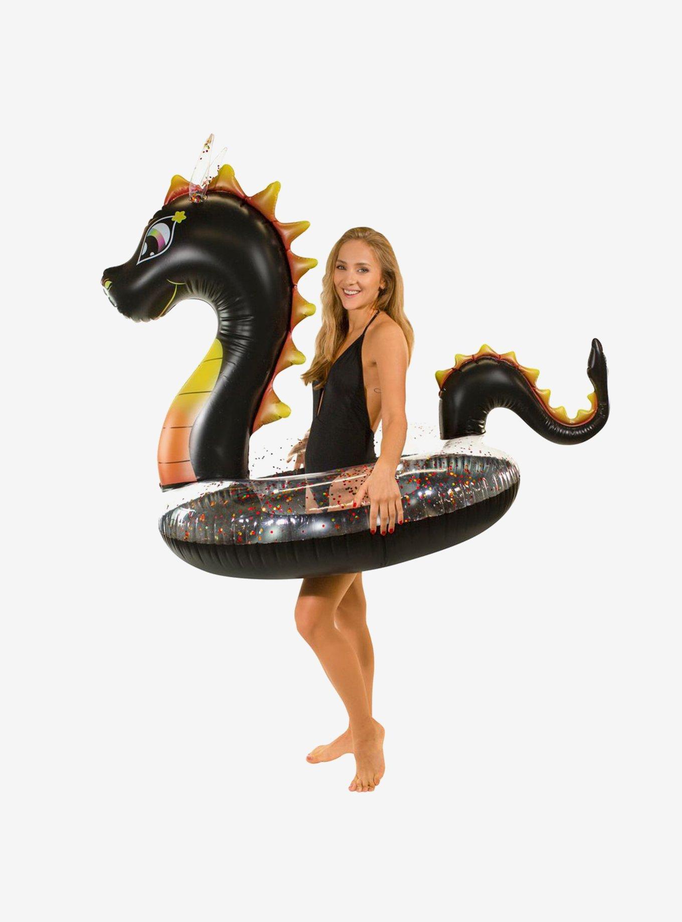 Black Glitter Dragon Party Animal Pack 48" Tube with Matching Drink Float, , alternate