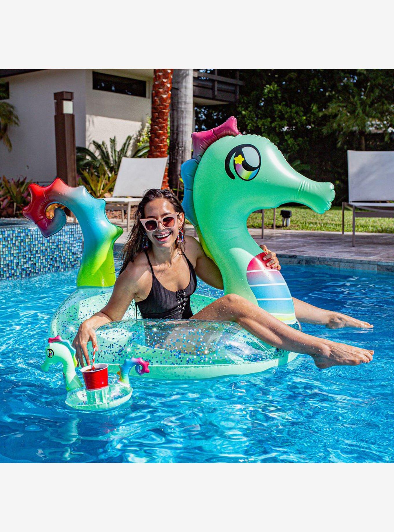 Glitter Seahorse Party Animal Pack 48" Tube with Matching Drink Float, , hi-res