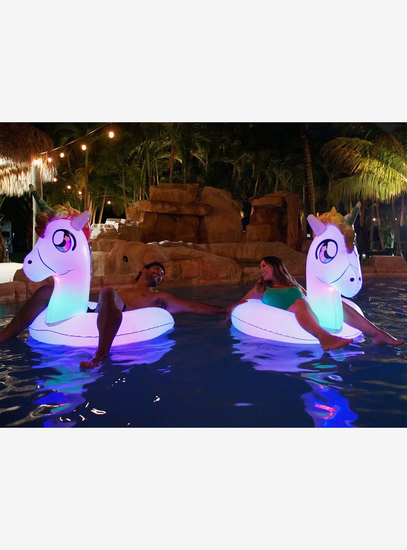 Illuminated LED Unicorn 42" Jumbo Beach and Pool Tube, , hi-res