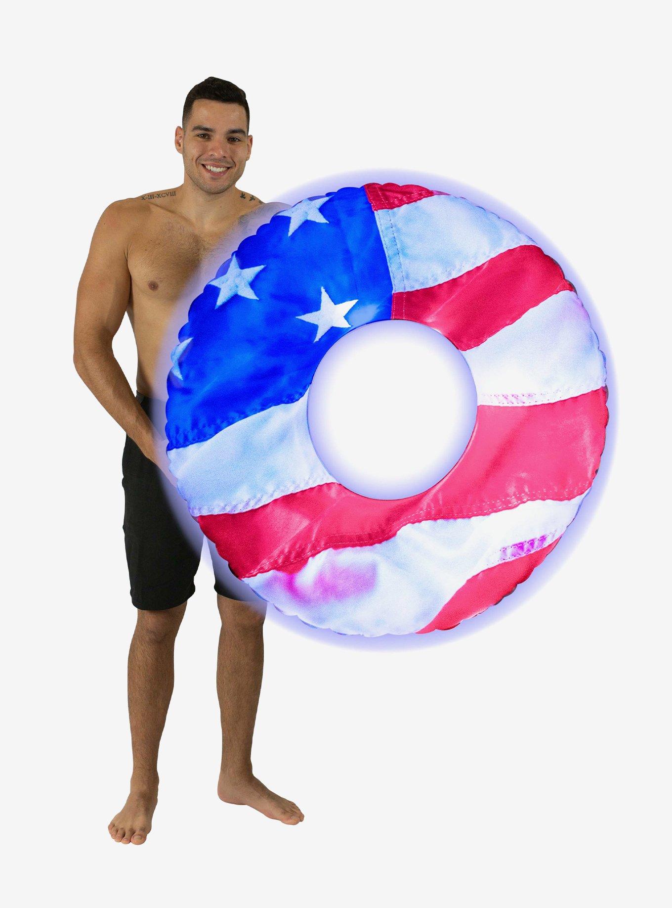 Americana Stars and Stripes 42" LED Jumbo Beach and Pool Tube, , hi-res