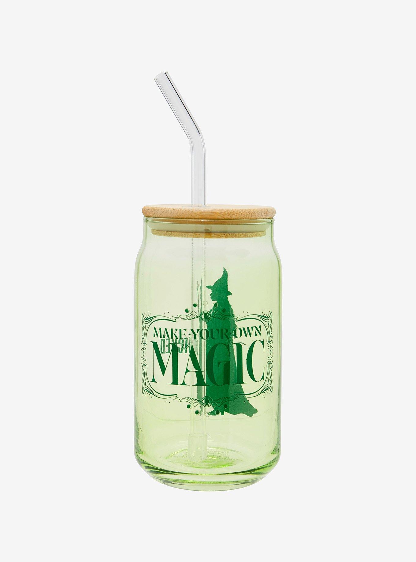 Wicked Elphaba Green Glass Cup with Bamboo Lid and Straw, , hi-res