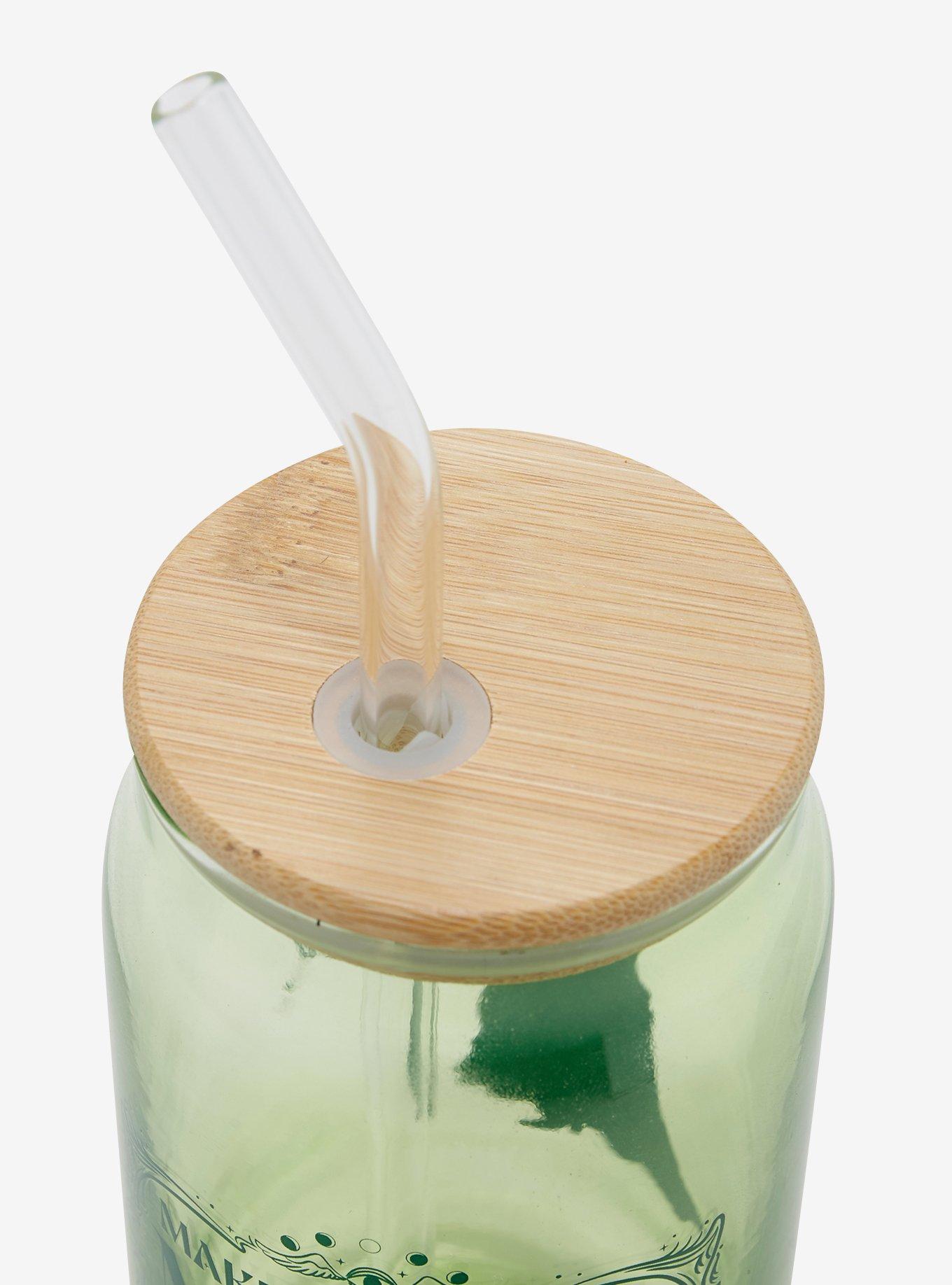 Wicked Elphaba Green Glass Cup with Bamboo Lid and Straw, , alternate