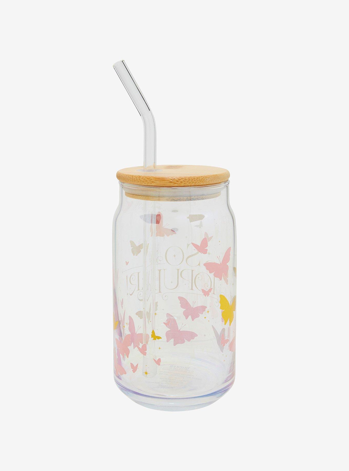 Wicked Glinda Glass Cup with Bamboo Lid and Straw, , hi-res