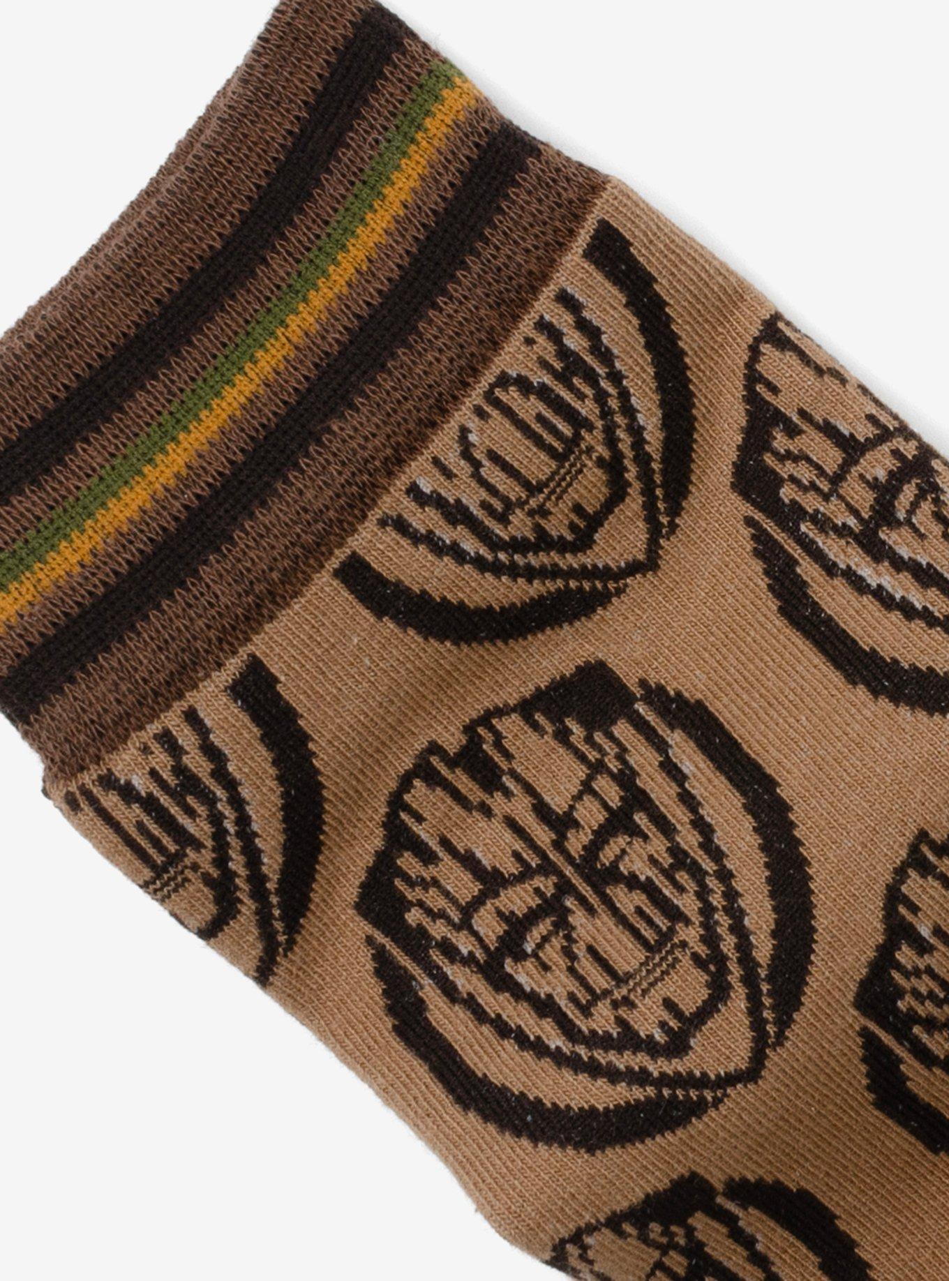 Marvel Groot Brown Tonal Men's Crew Socks, , alternate