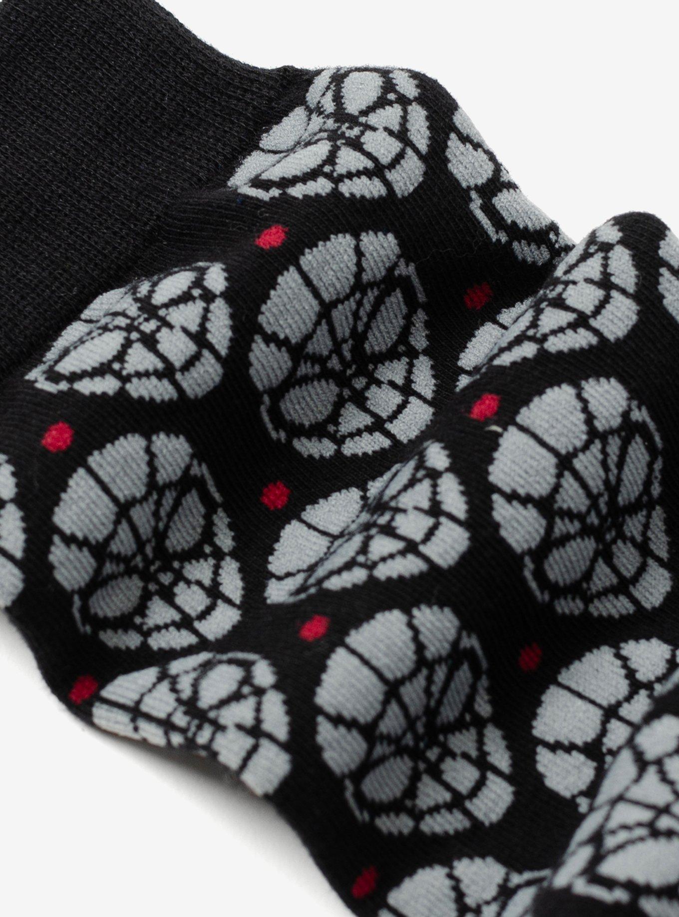 Marvel Spider-Man Dot Gray and Black Crew Socks, , alternate