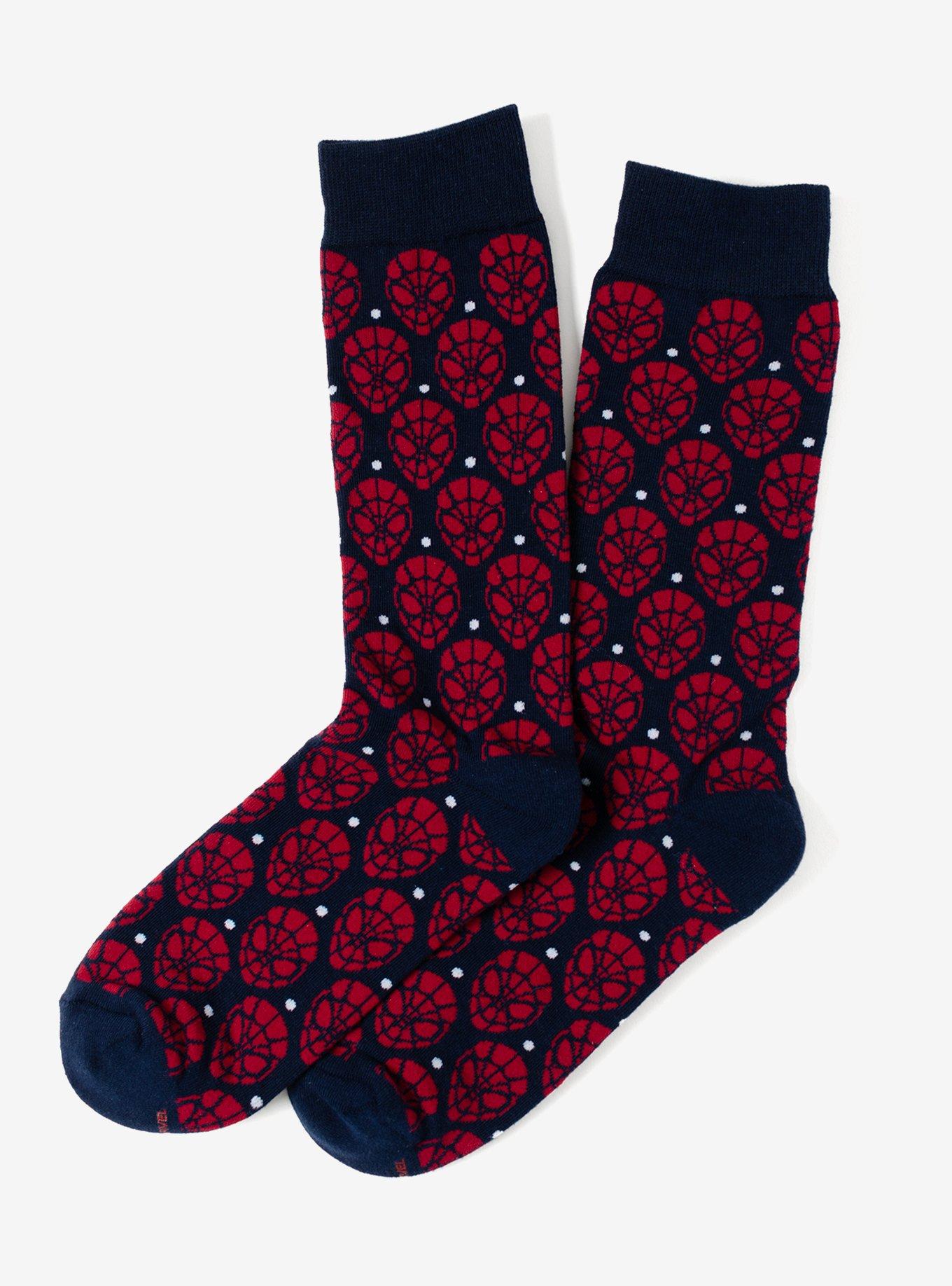 Marvel Spider-Man Dot Red and Navy Crew Socks, , alternate