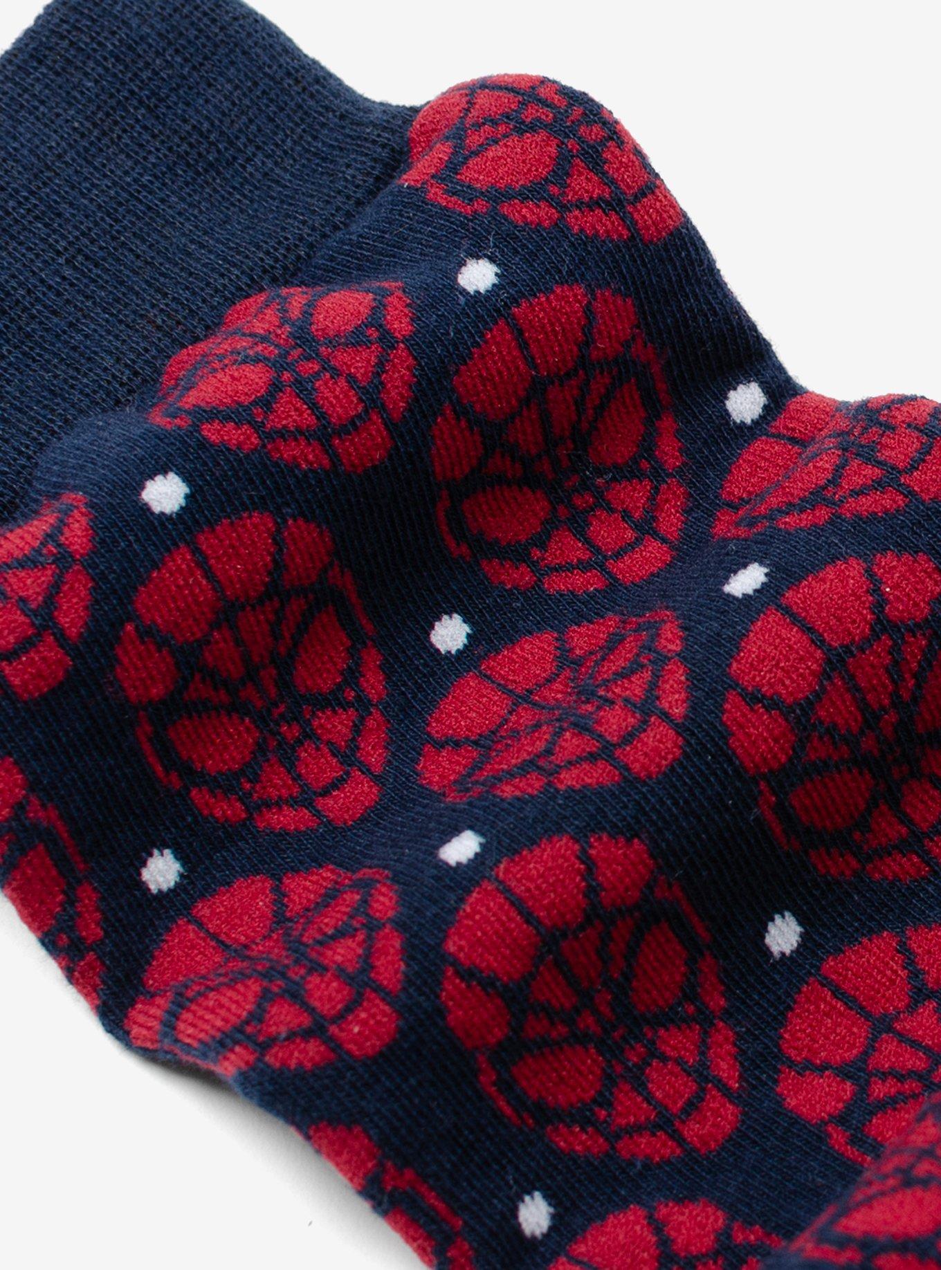 Marvel Spider-Man Dot Red and Navy Crew Socks, , alternate