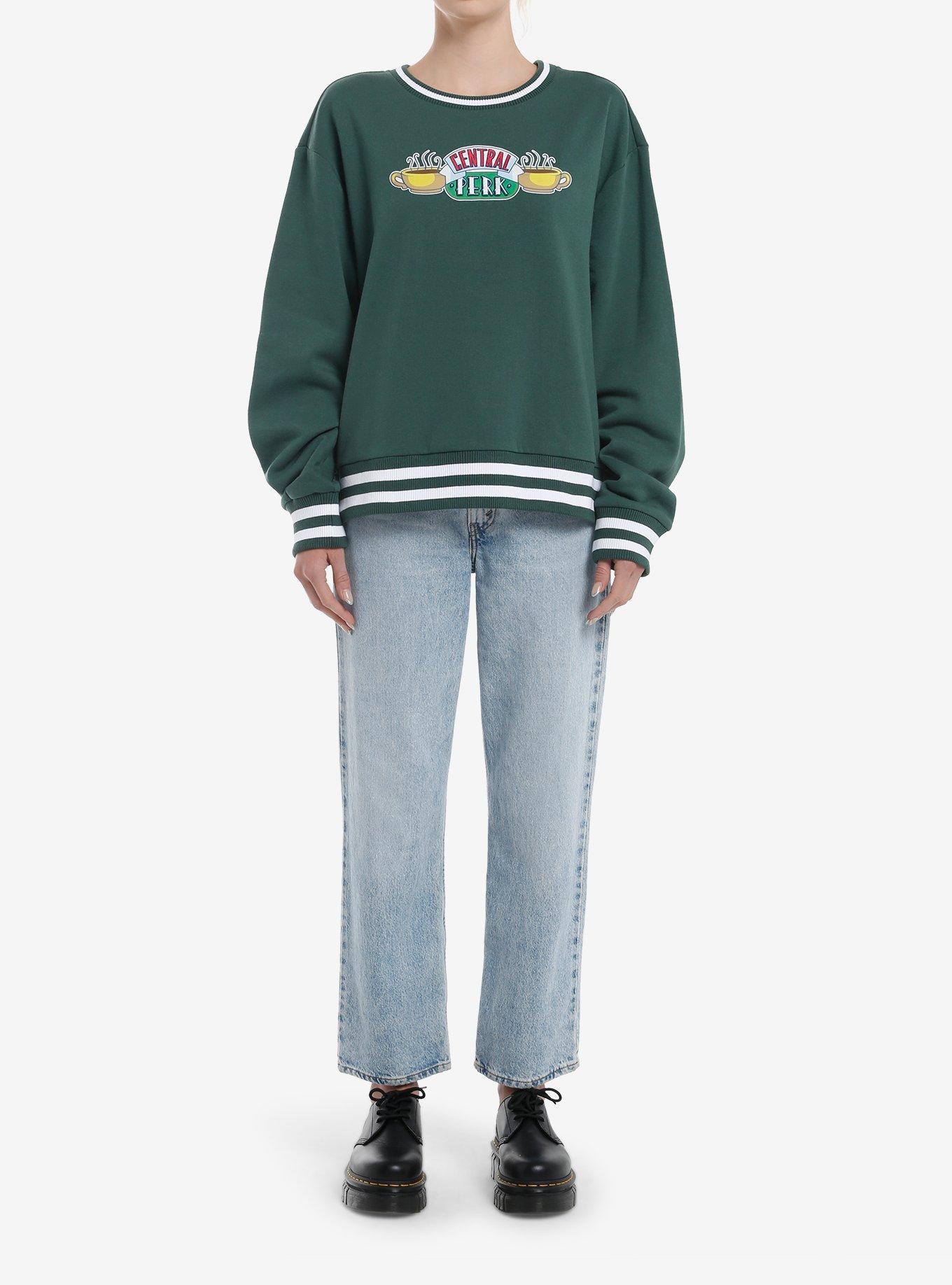 Friends Central Perk Logo Varsity Girls Oversized Sweatshirt, ARMY GREEN, alternate