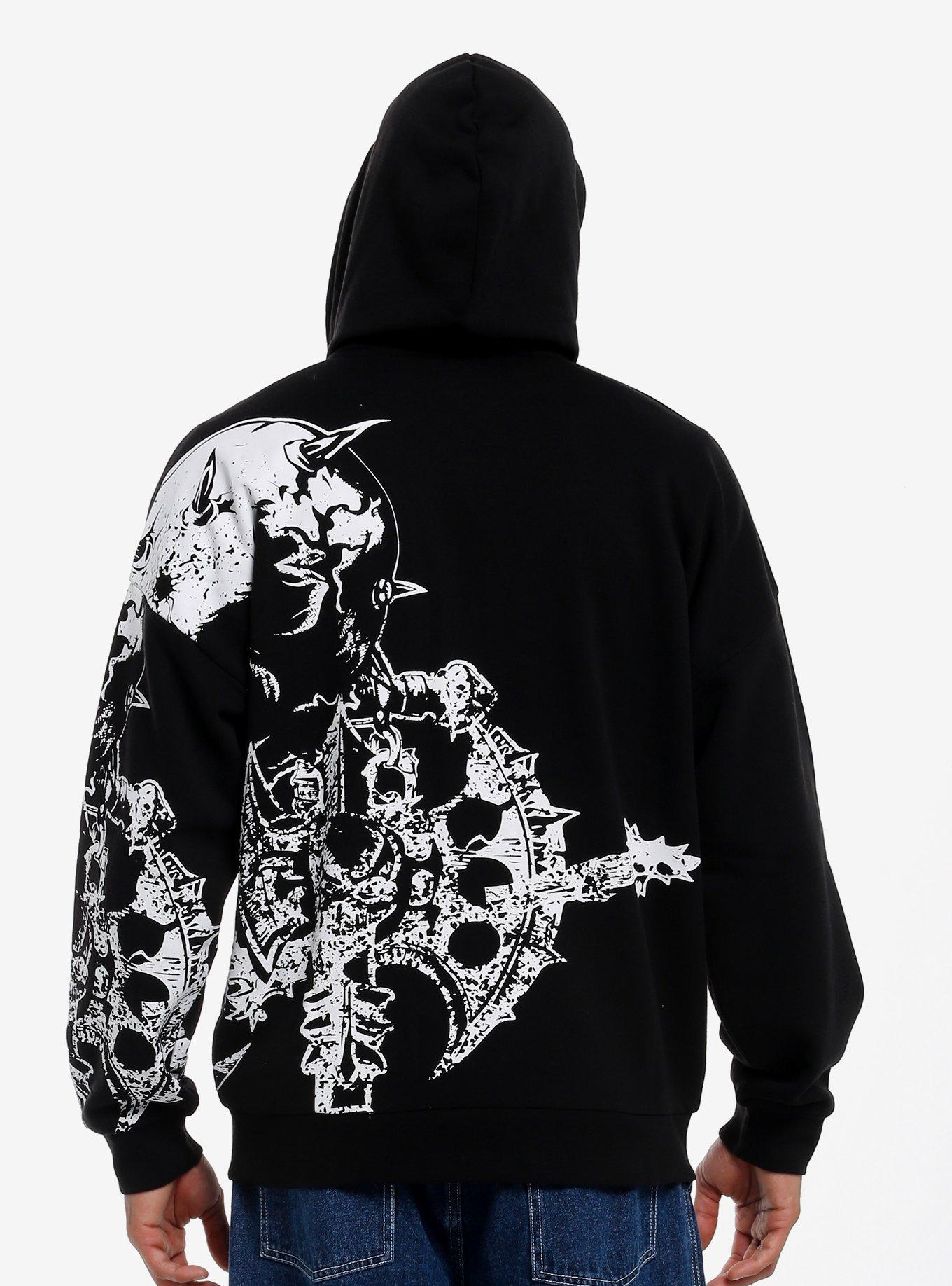 Social Collision Skull With Horns Hoodie, , hi-res