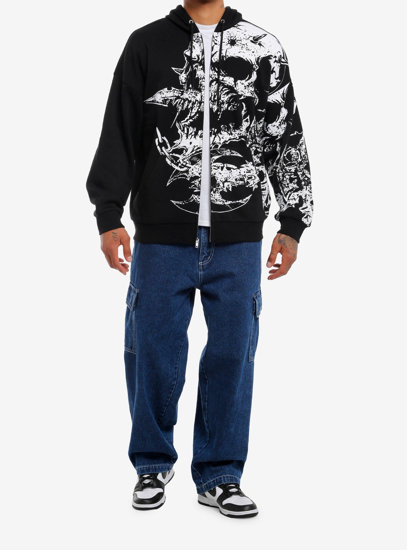Social Collision Skull With Horns Hoodie, , alternate