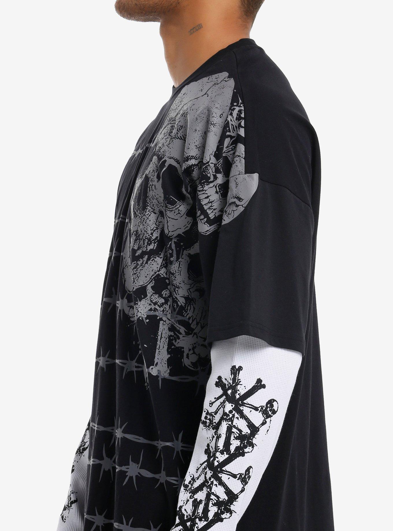 Skulls & Barbed Wire Twofer Long-Sleeve T-Shirt, , alternate