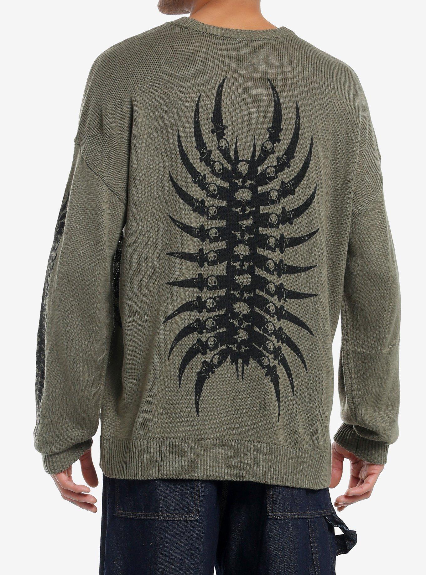 Skull Centipede Sweater, BLACK, alternate