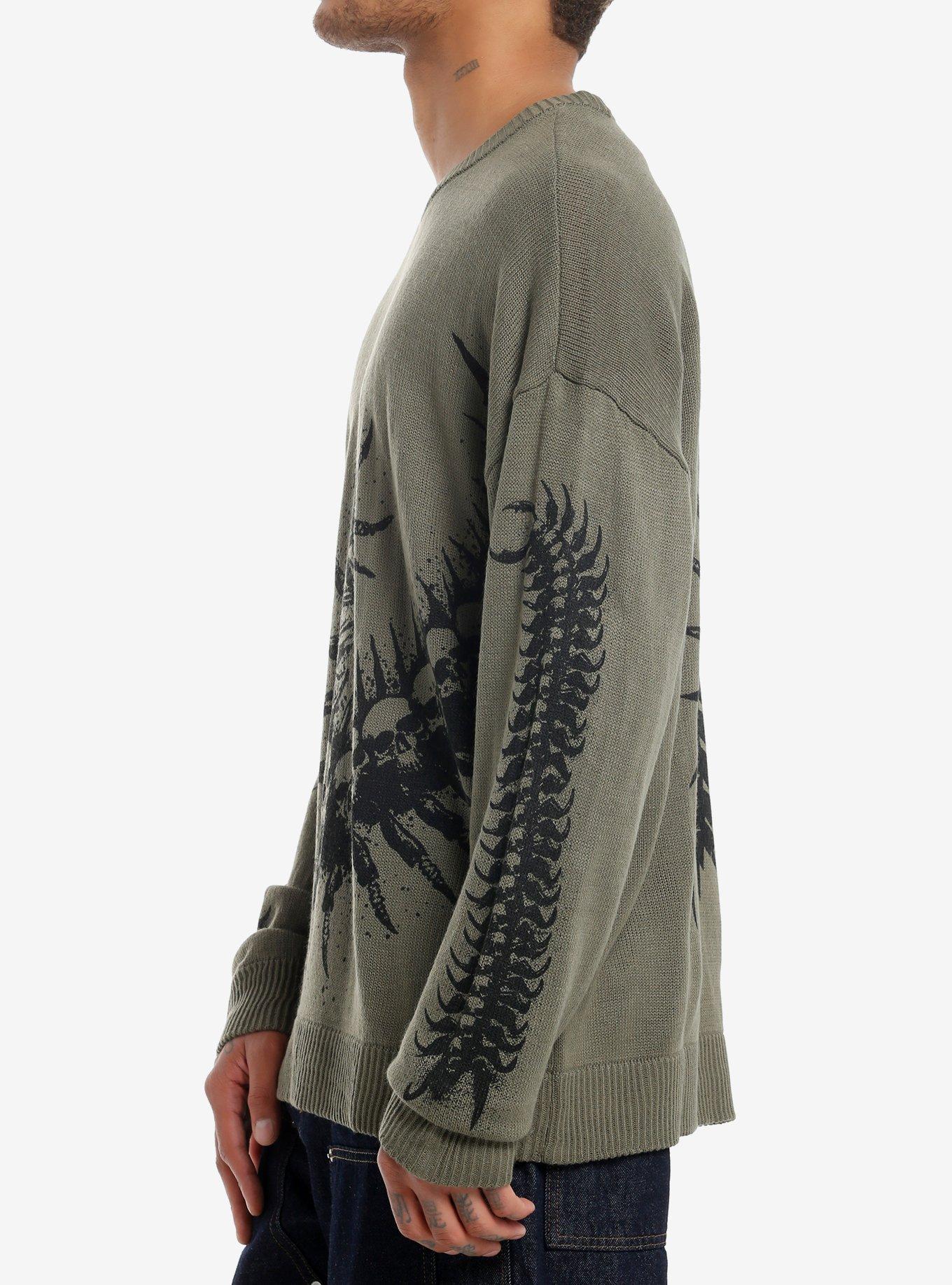 Skull Centipede Sweater, BLACK, alternate