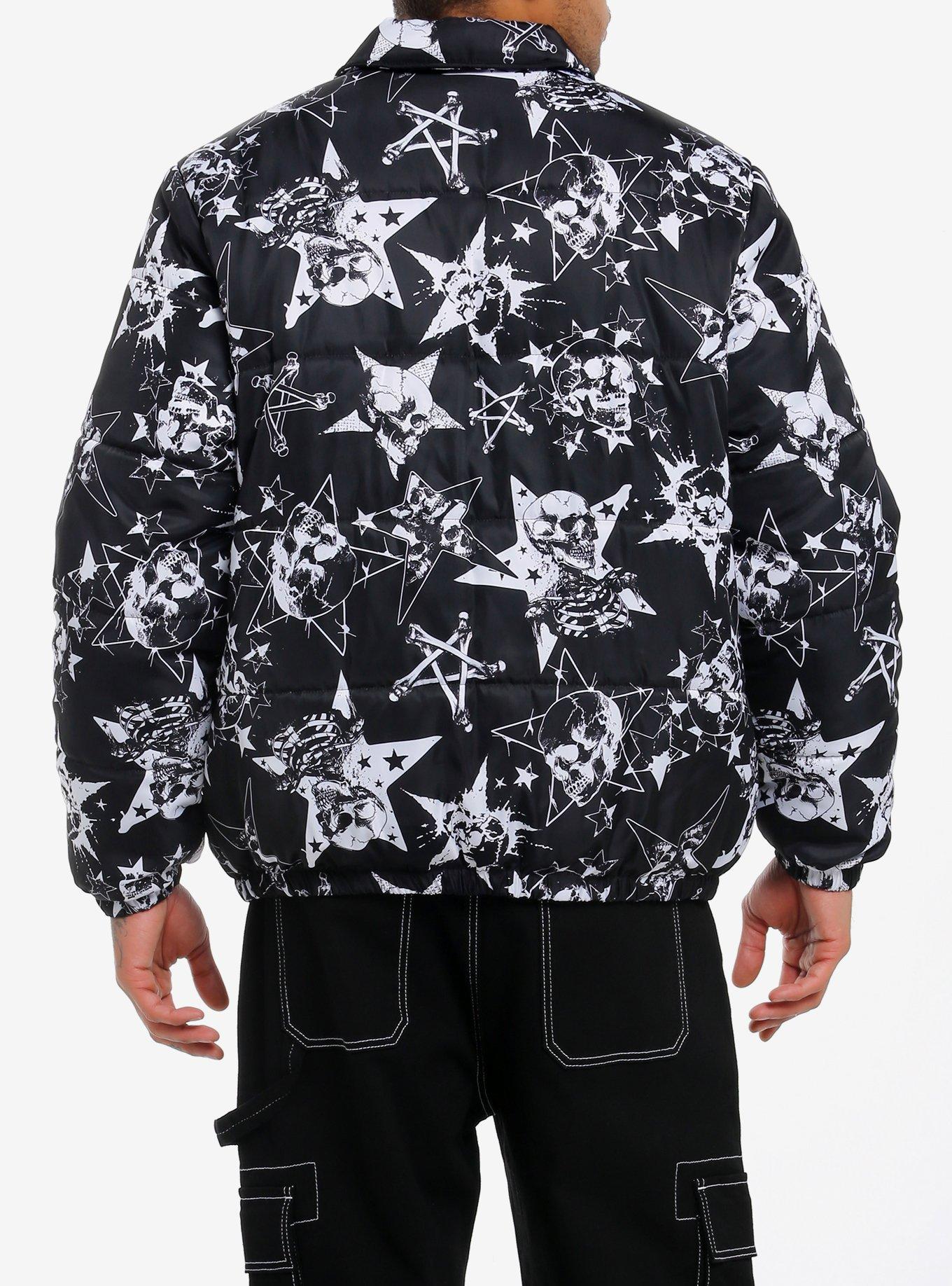 Social Collision Skulls Stars & Bones Puffer Jacket, , alternate