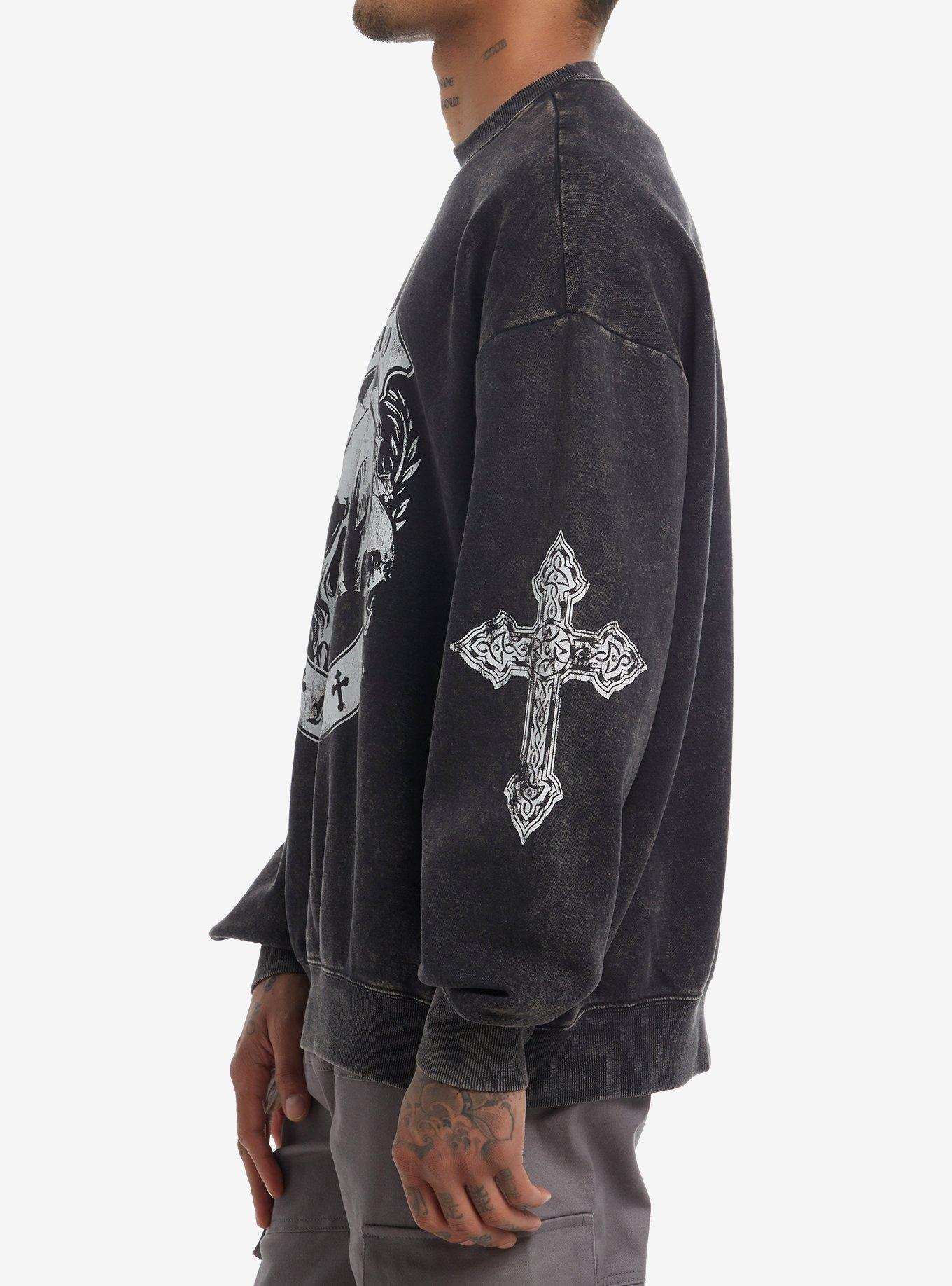 Memento Mori Skulls Oversized Sweatshirt, GREY, alternate