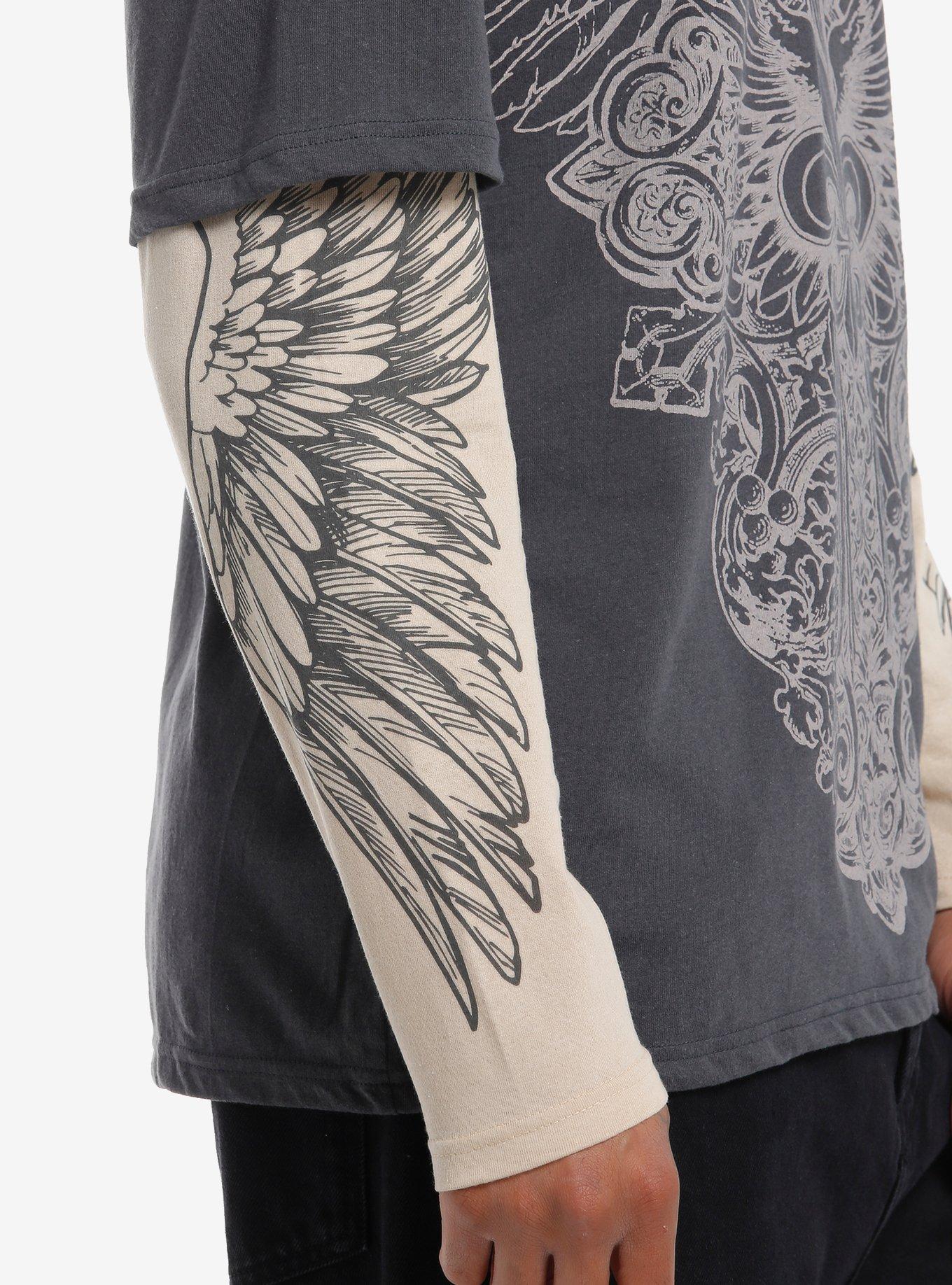 Winged Fleur-De-Lis Twofer Long-Sleeve T-Shirt, BEIGE, alternate