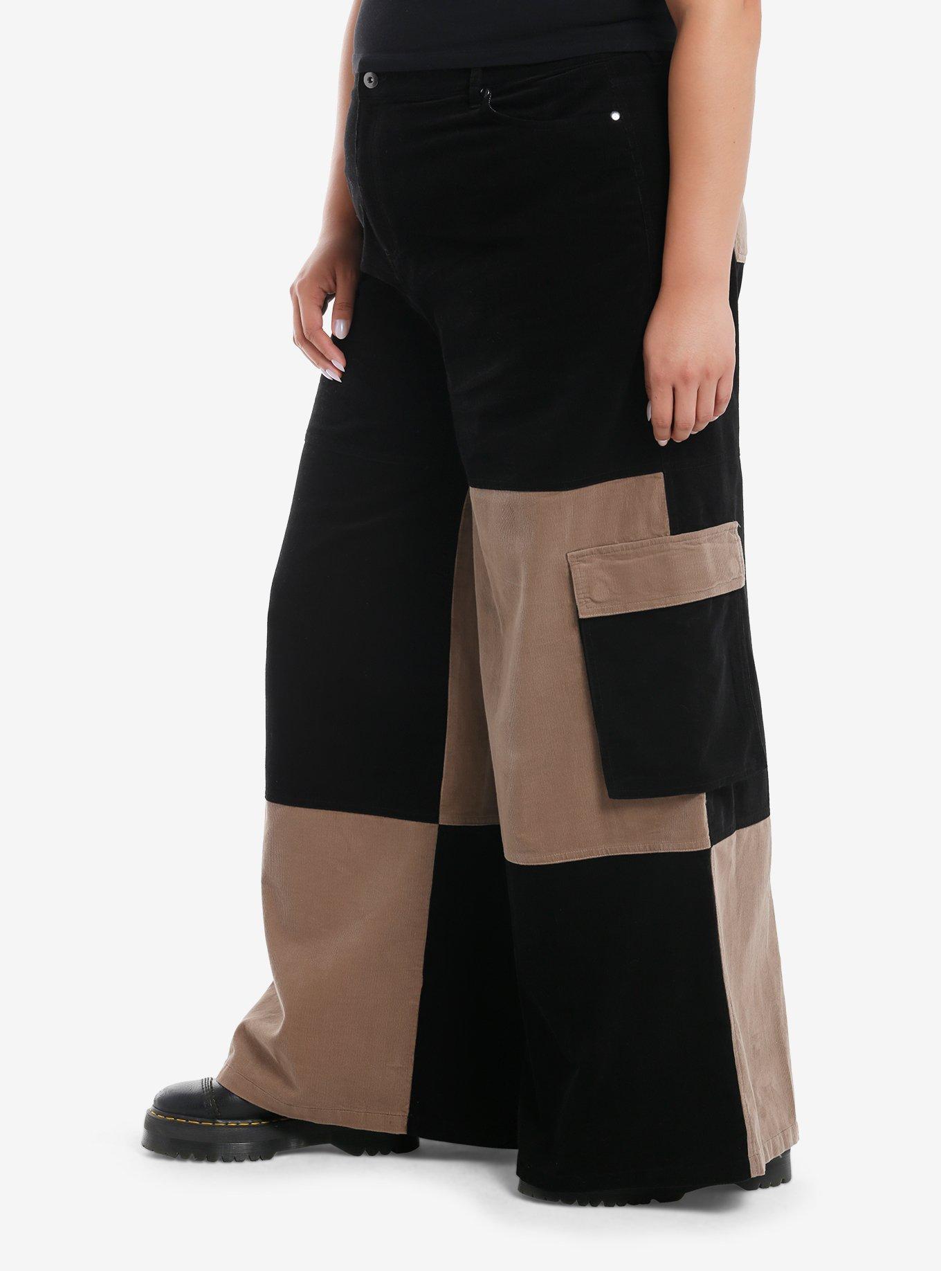 Tan & Black Color-Block Cargo Pants Plus Size, GREEN, alternate