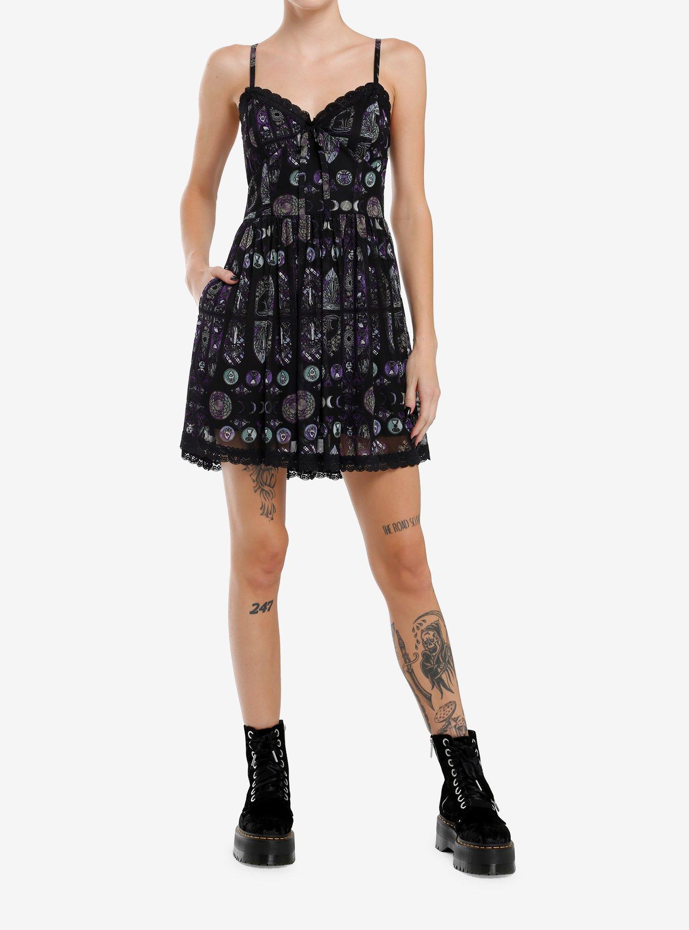 Cosmic Aura Stained Glass Mesh Dress, BLUE, alternate