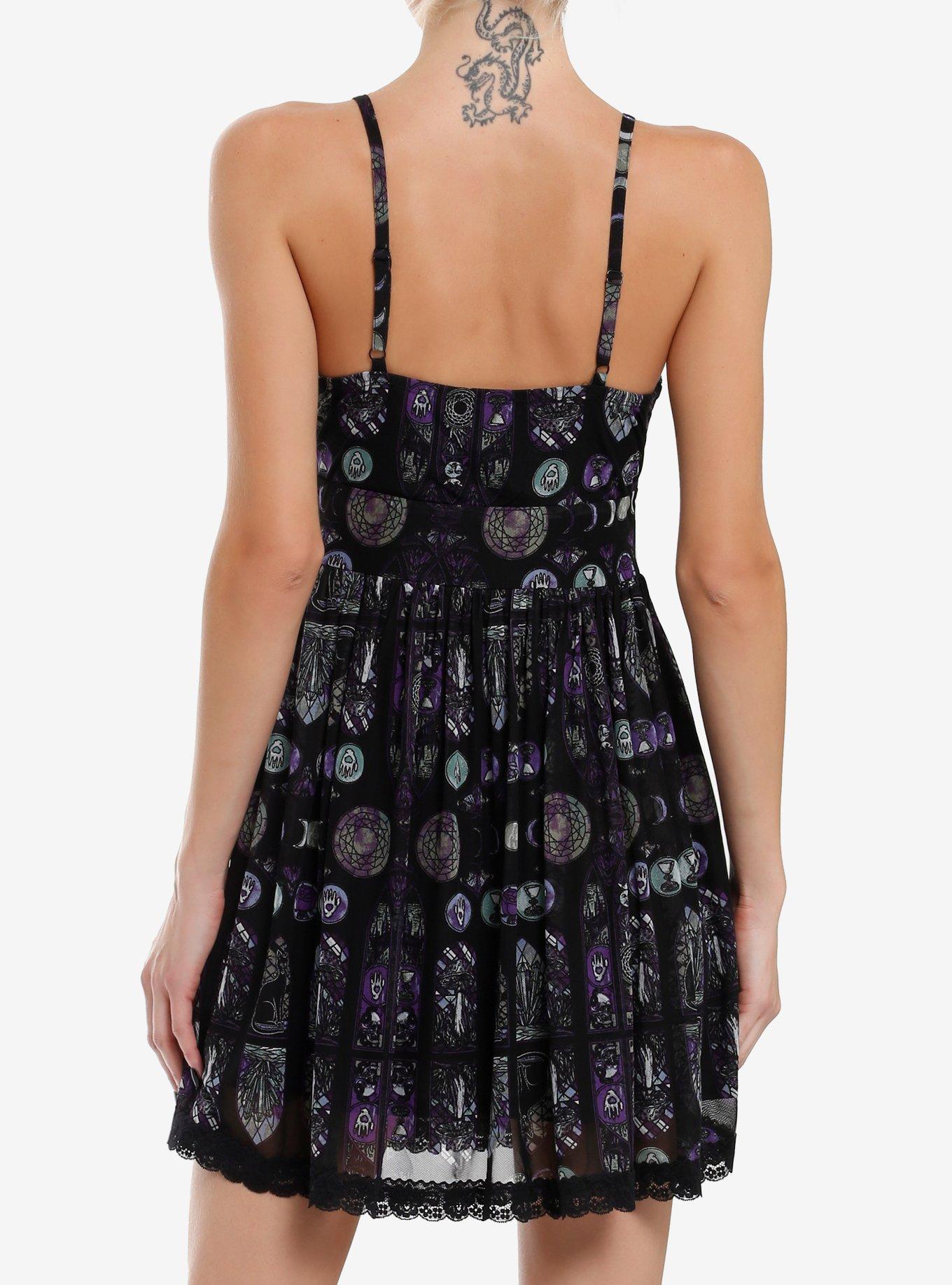 Cosmic Aura Stained Glass Mesh Dress, BLUE, alternate