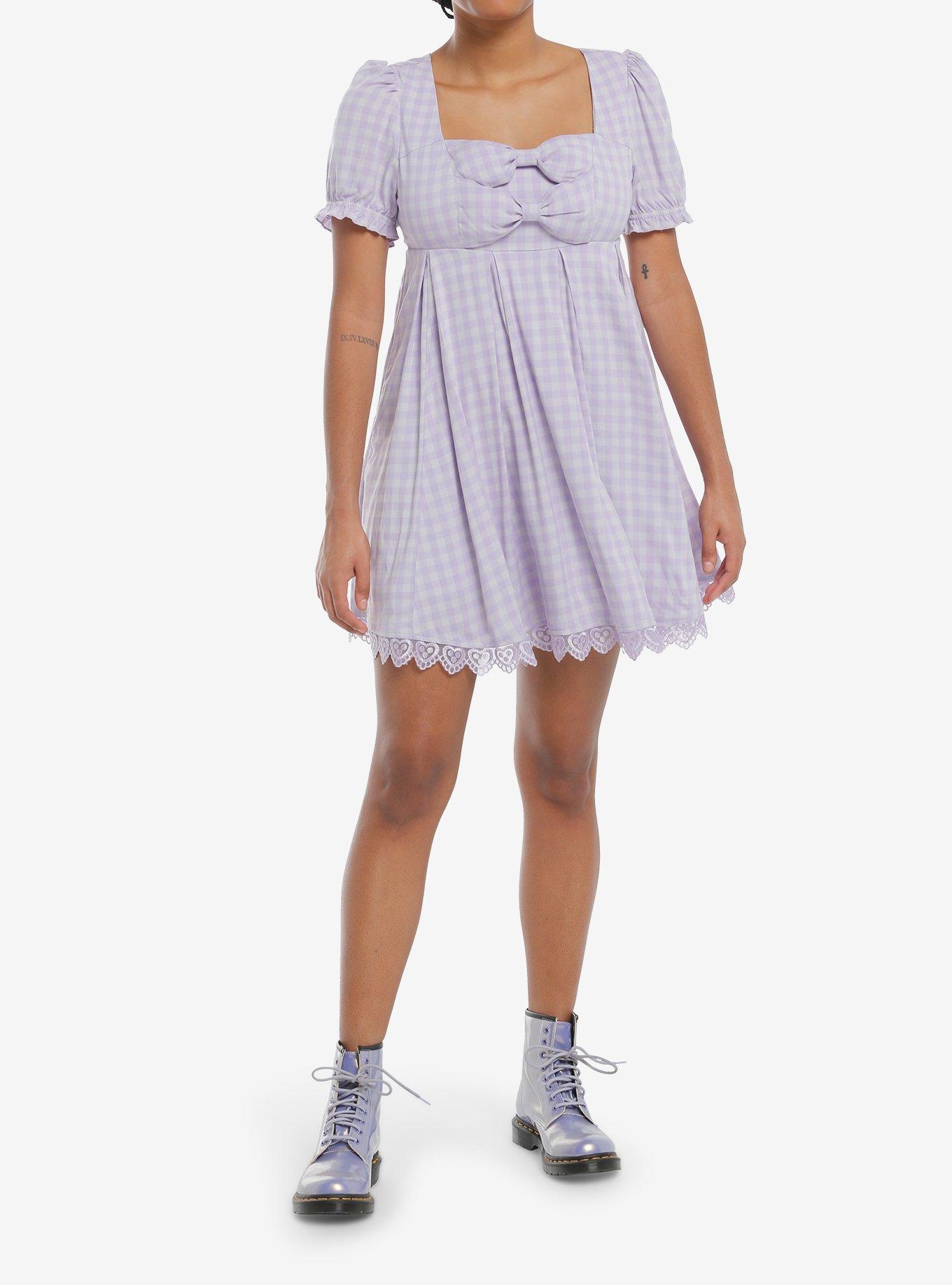Sweet Society Lavender Gingham Bow Dress, , alternate