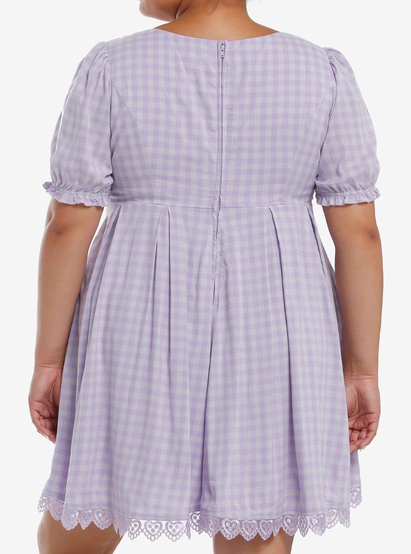 Sweet Society Lavender Gingham Bow Dress Plus Size, , alternate