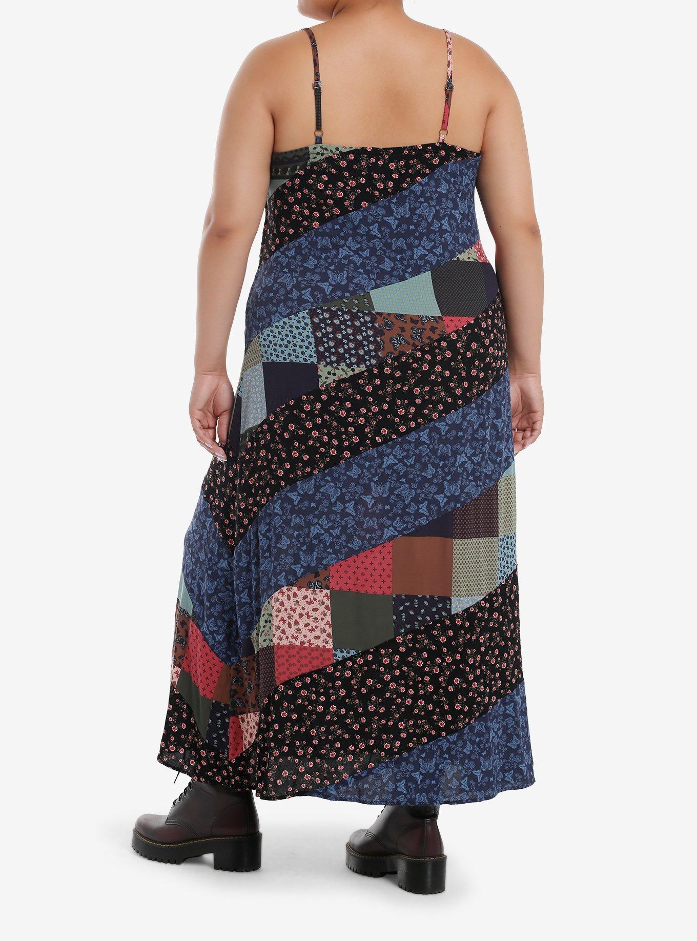 Thorn & Fable Patchwork Stripe Maxi Dress Plus Size, PINK, alternate