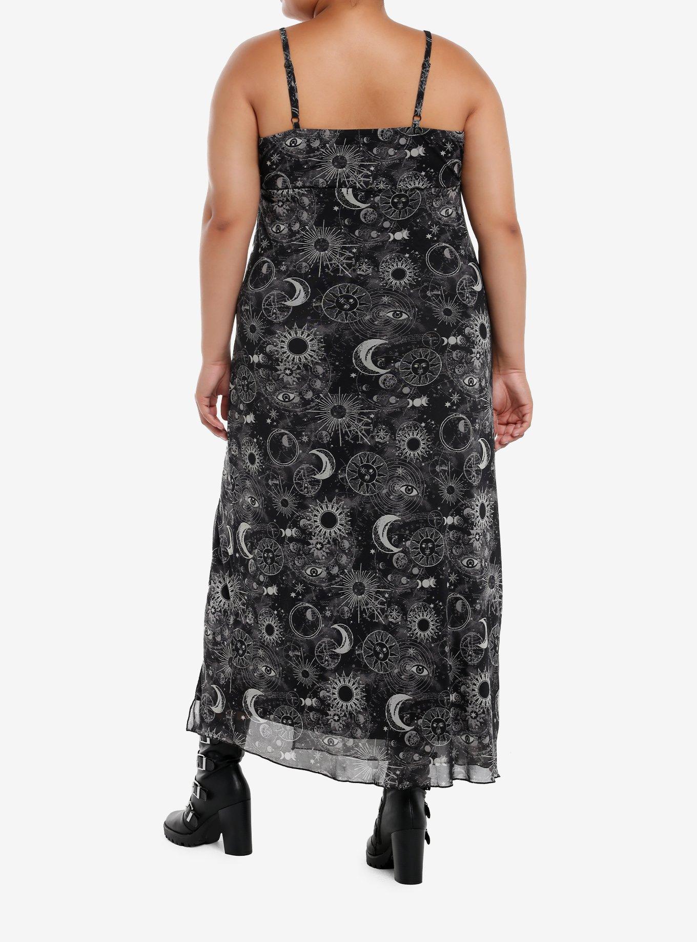 Cosmic Aura Celestial Slit Maxi Dress Plus Size, , hi-res