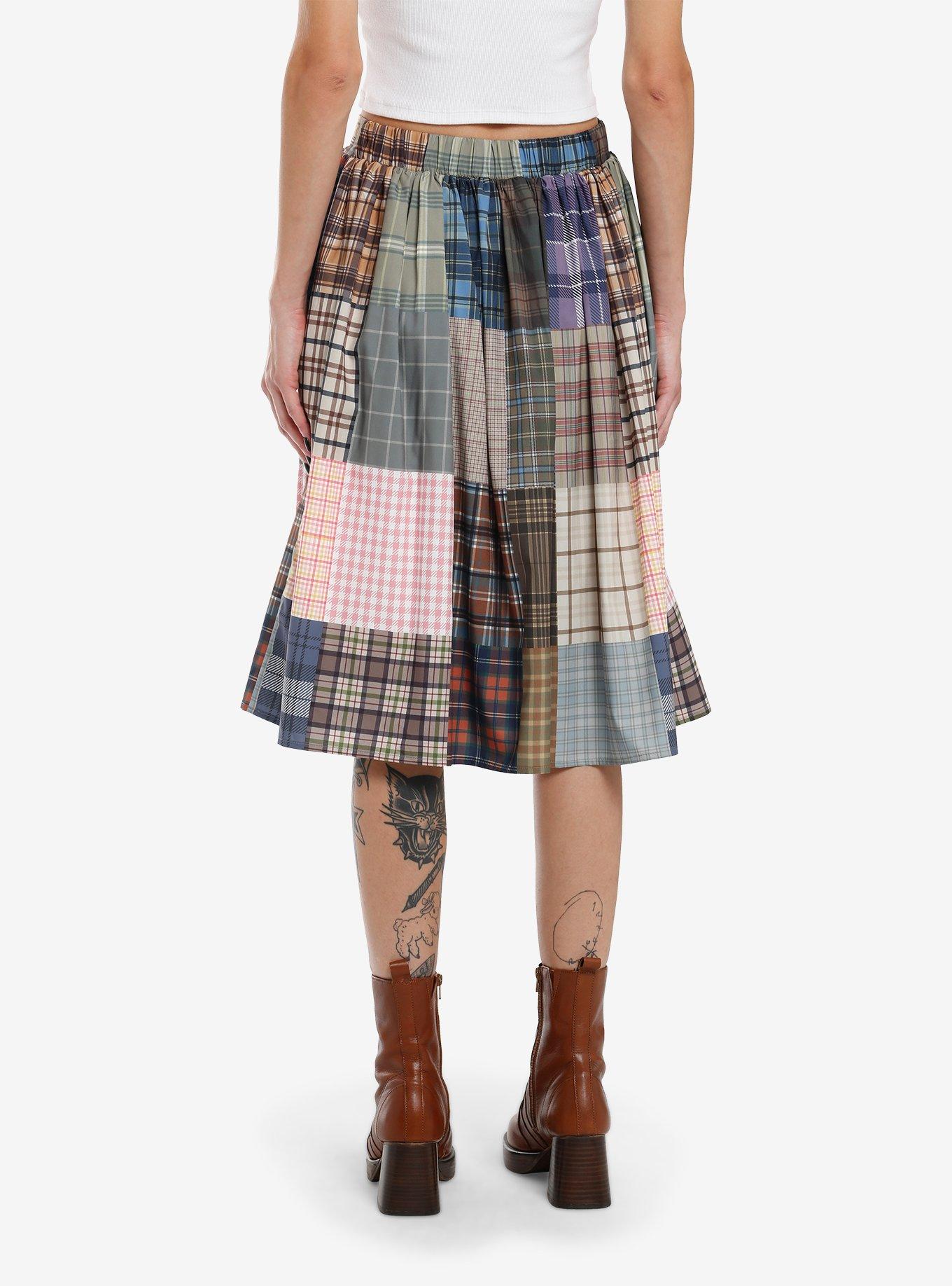 Thorn & Fable Plaid Patchwork Retro Skirt, MULTI, alternate