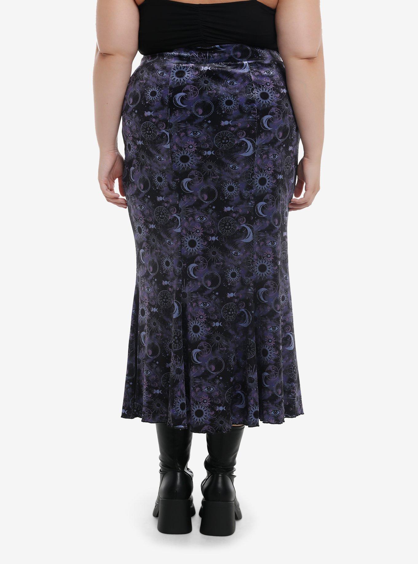 Cosmic Aura Celestial Velvet Mermaid Skirt Plus Size, BLUE, alternate