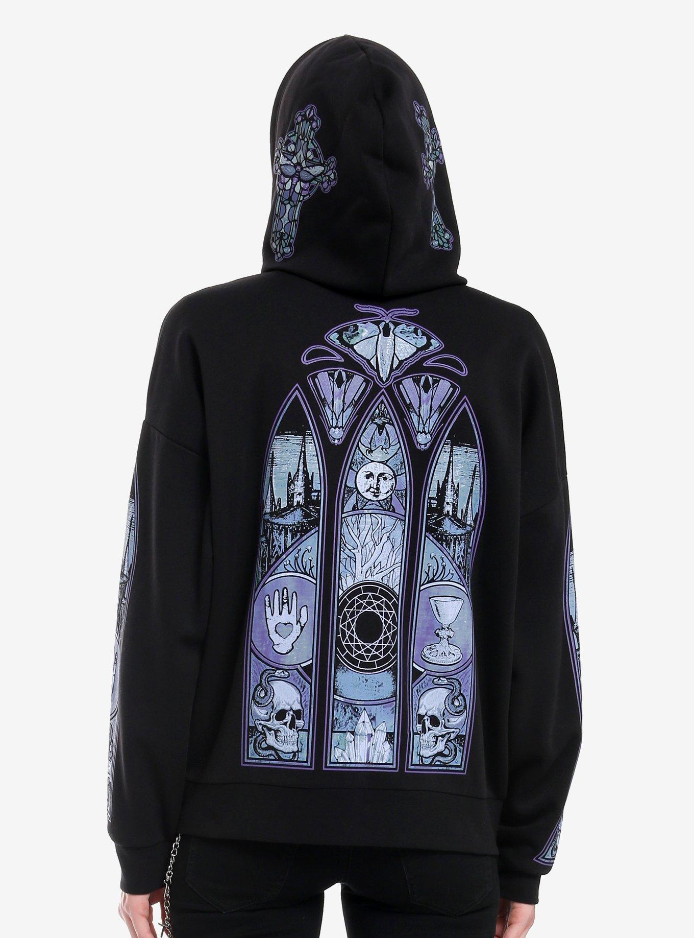 Cosmic Aura Mystical Stained Glass Girls Hoodie, , hi-res